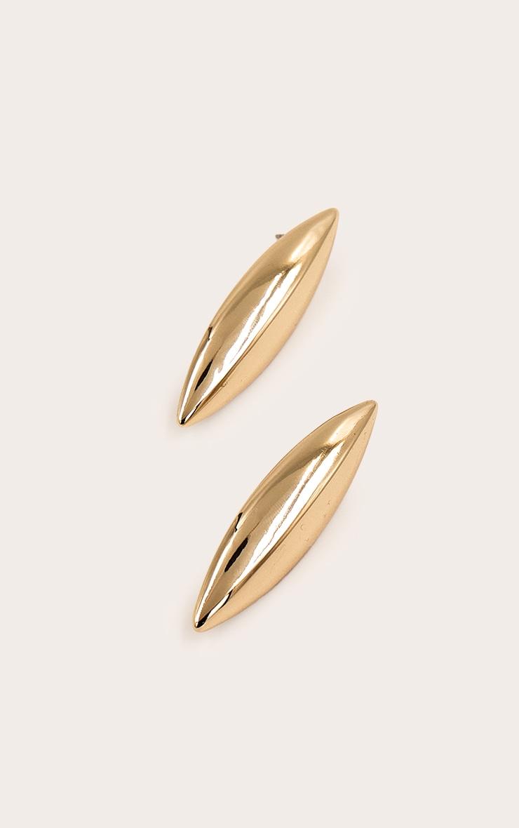 Gold Elongated Petal Stud Earrings Product Image
