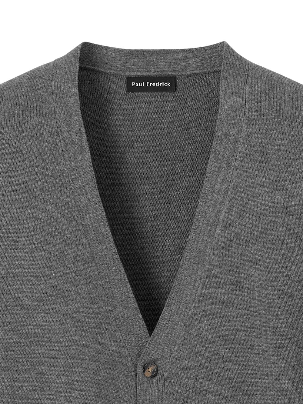 Supima Cotton Button Front Cardigan - Medium Grey Product Image