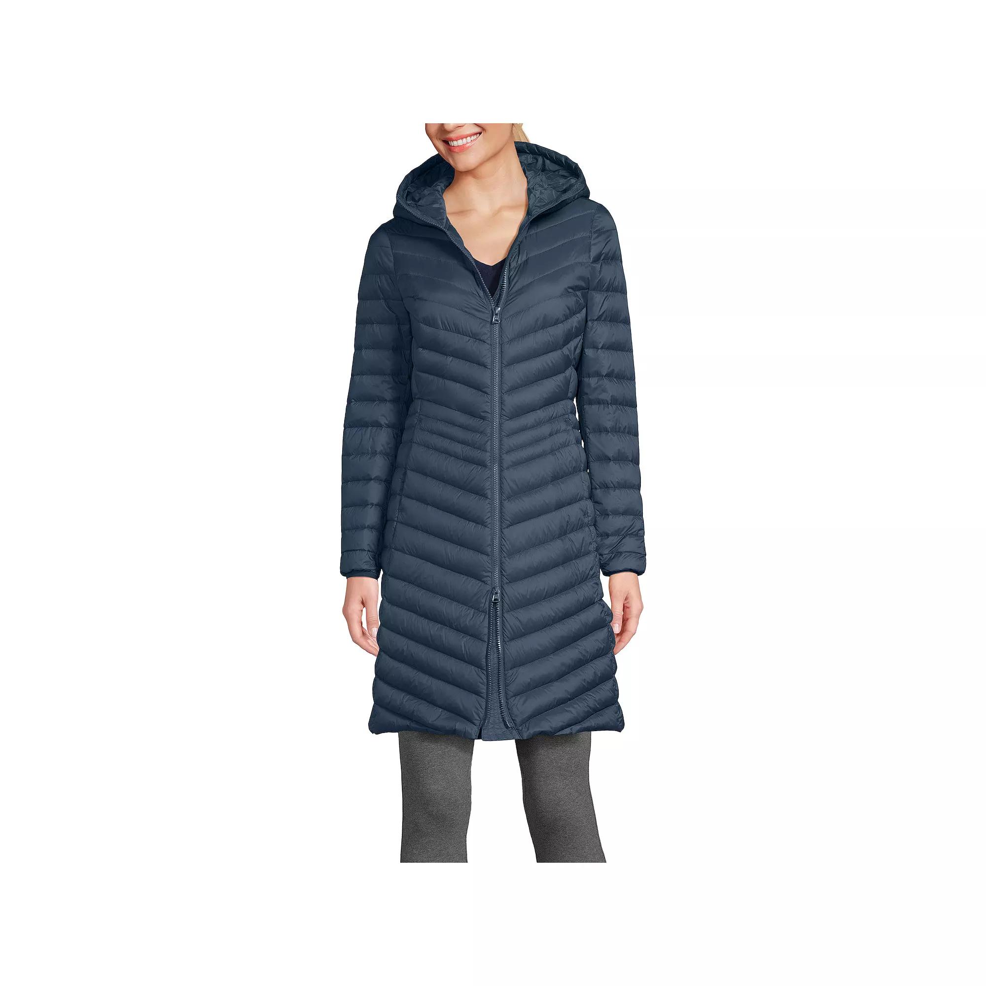 Petite Lands' End Hood Wanderweight Ultralight Down Long Packable Coat, Women's,  Product Image