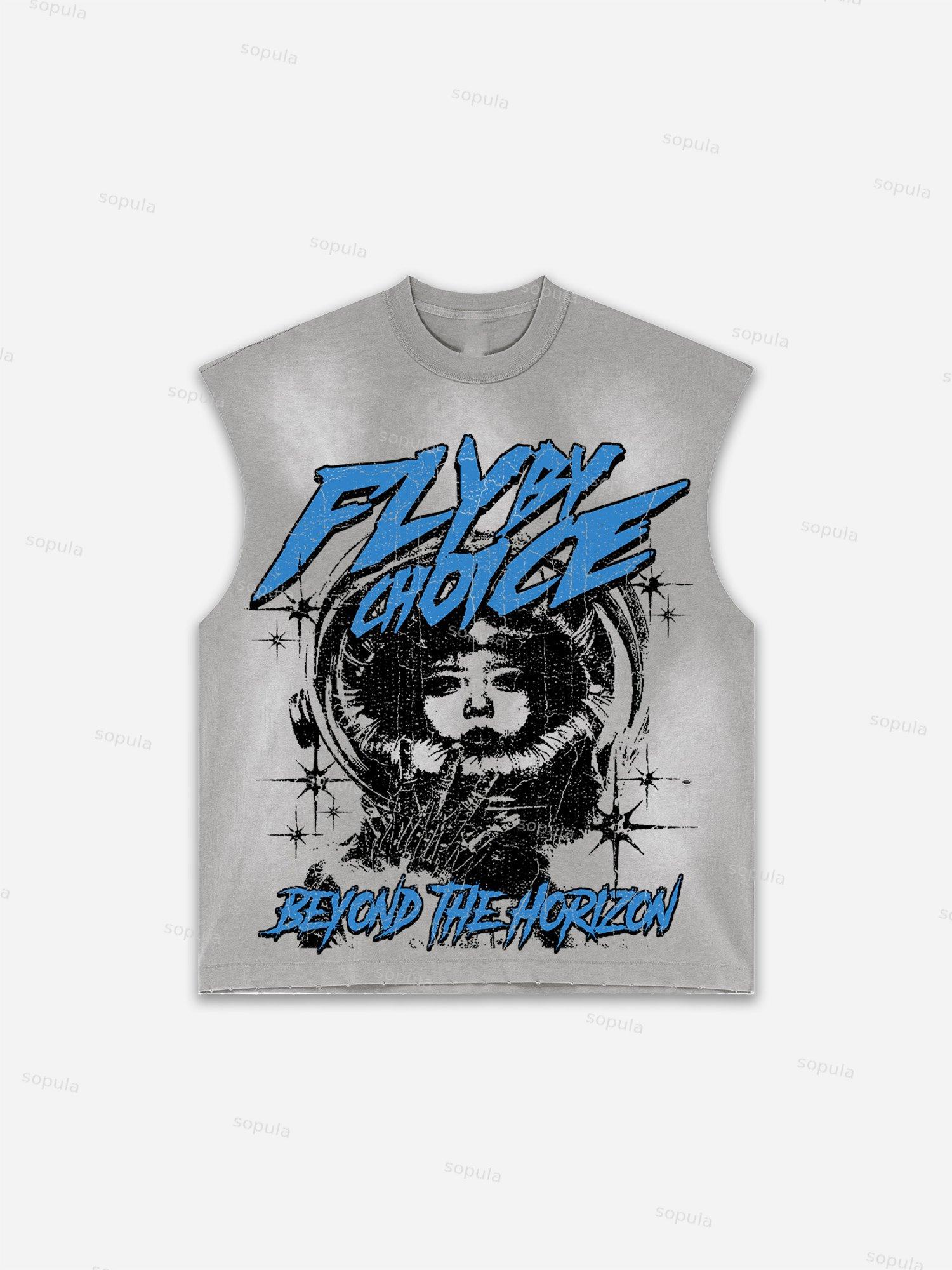 Fly By Choice Print Distressed Tank Top Product Image