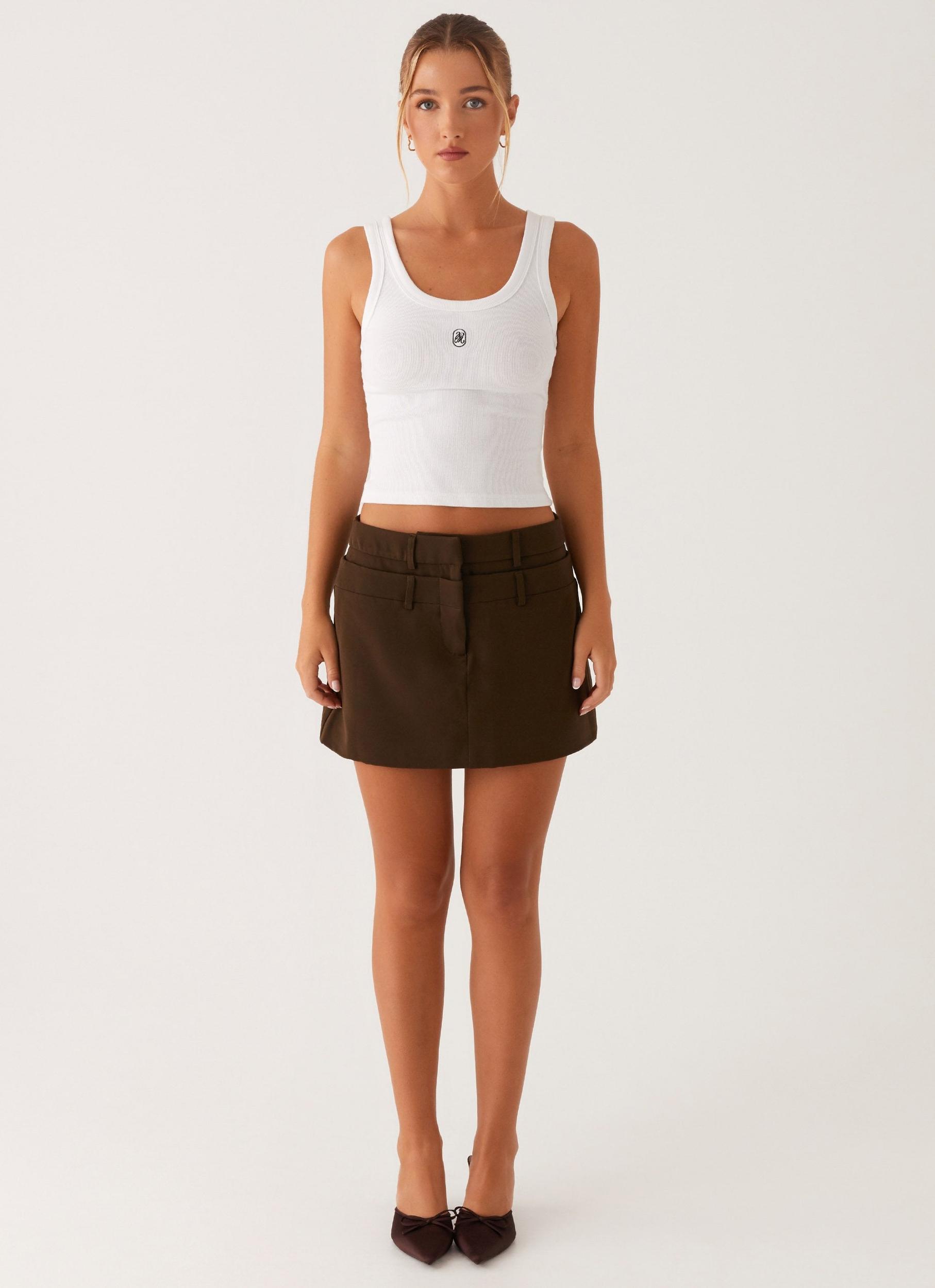 Solstice Mini Skirt - Khaki Product Image