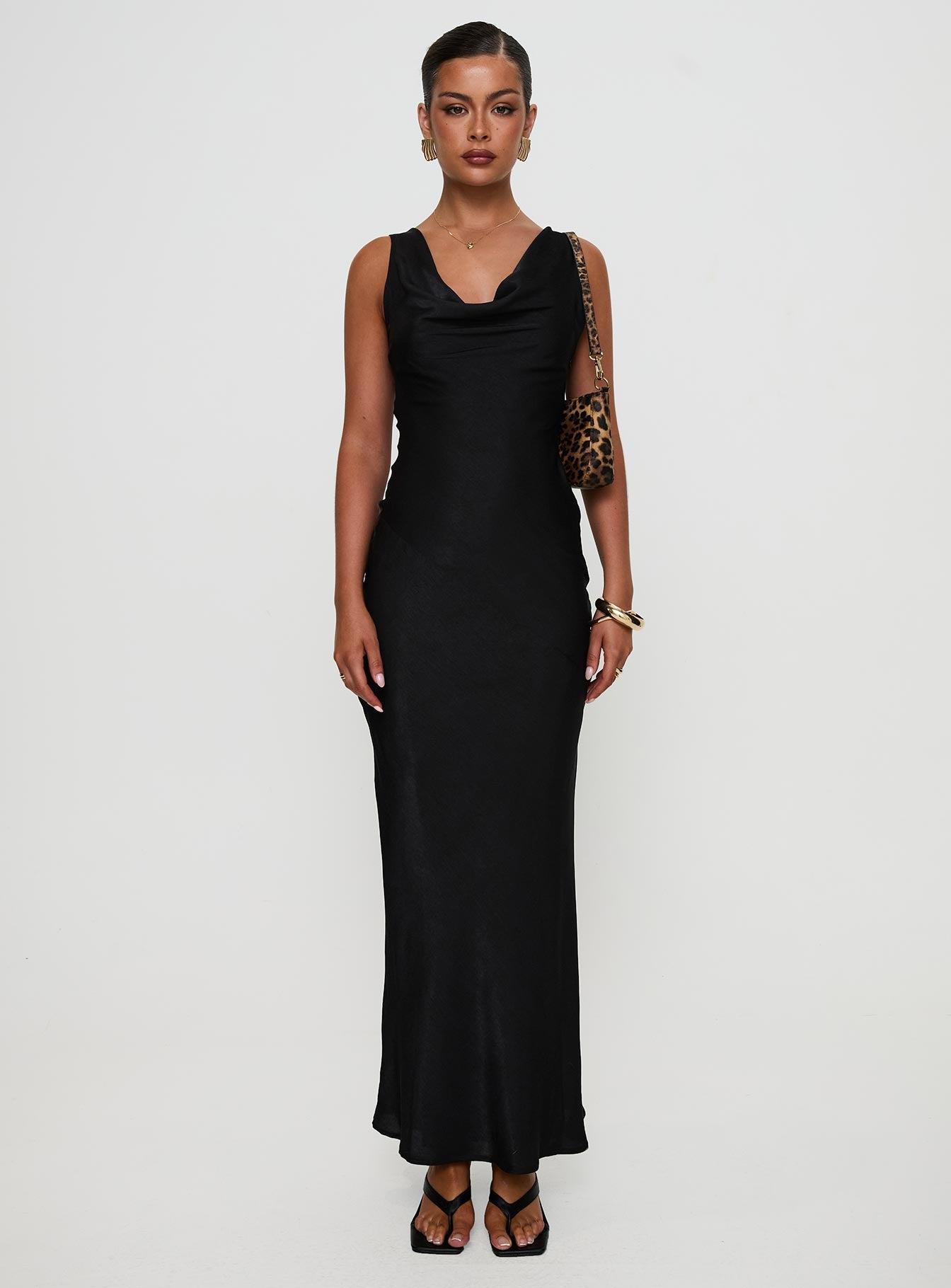 Make Memories Cowl Neck Maxi Dress Black Product Image