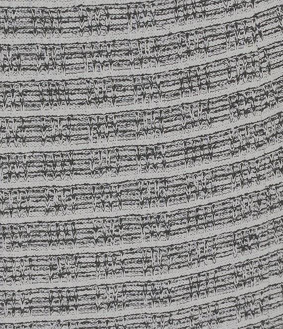 Ming Wang Plus Size Textured Knit Melange Stripe No-Roll Waist Side Slit Coordinating Maxi Skirt Product Image