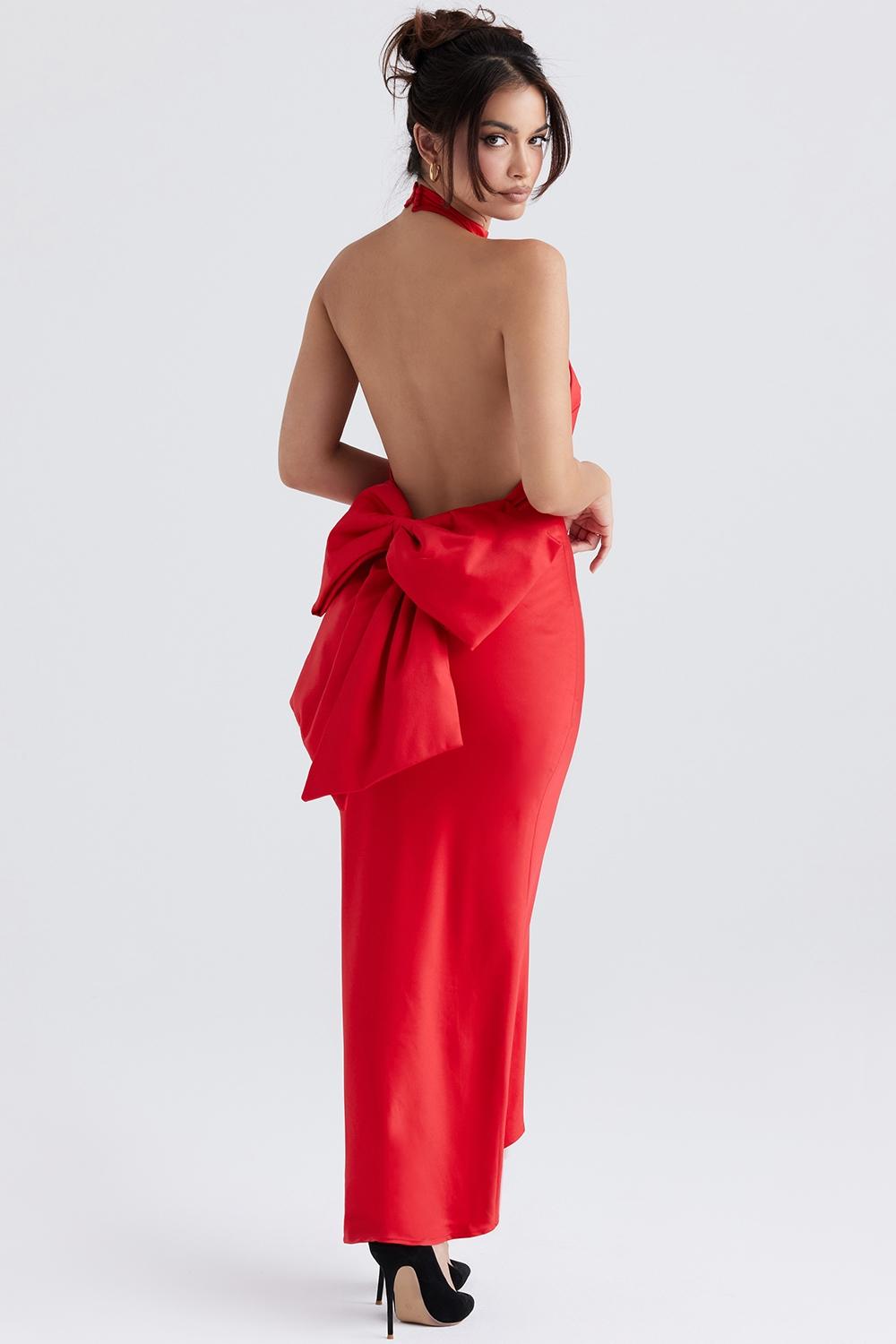 Ilaria  red bow halter dress Product Image