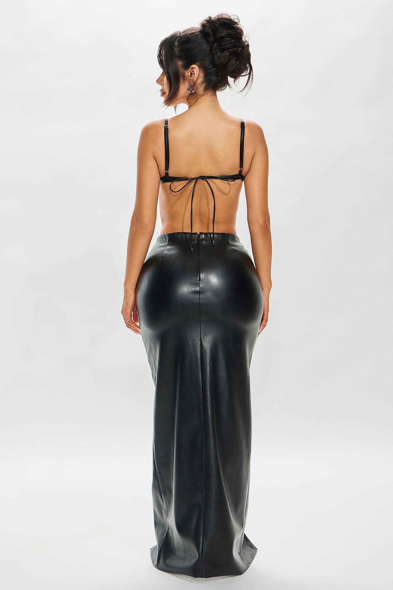 Estelle Faux Leather Maxi Skirt - Black Product Image