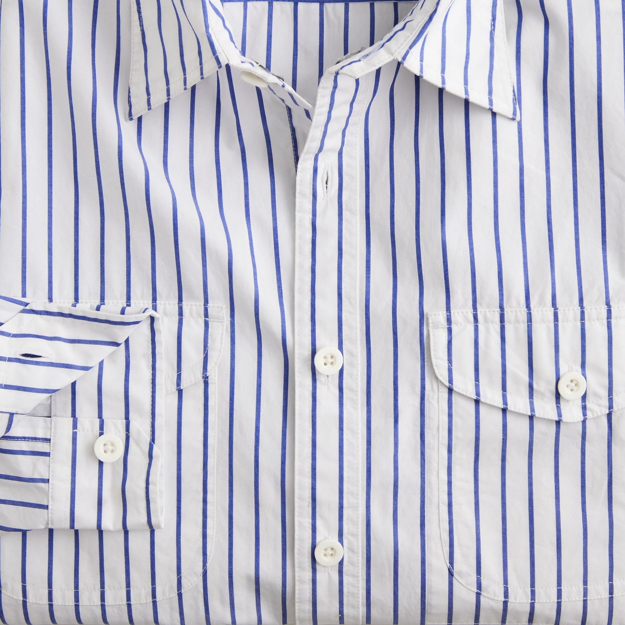 Lightweight cotton two-pocket workshirt in stripe Product Image