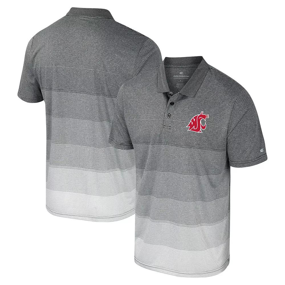 Men's Colosseum Gray Washington State Cougars Striped Mesh Polo,  Product Image