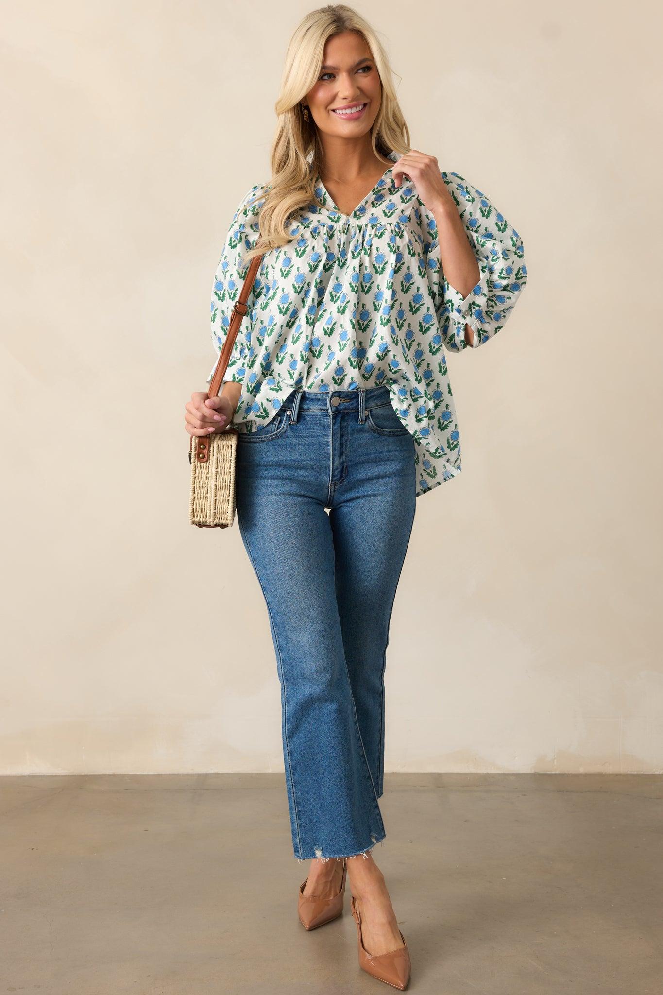 Terrific Timing Medium Wash Cropped Flare Jeans Product Image