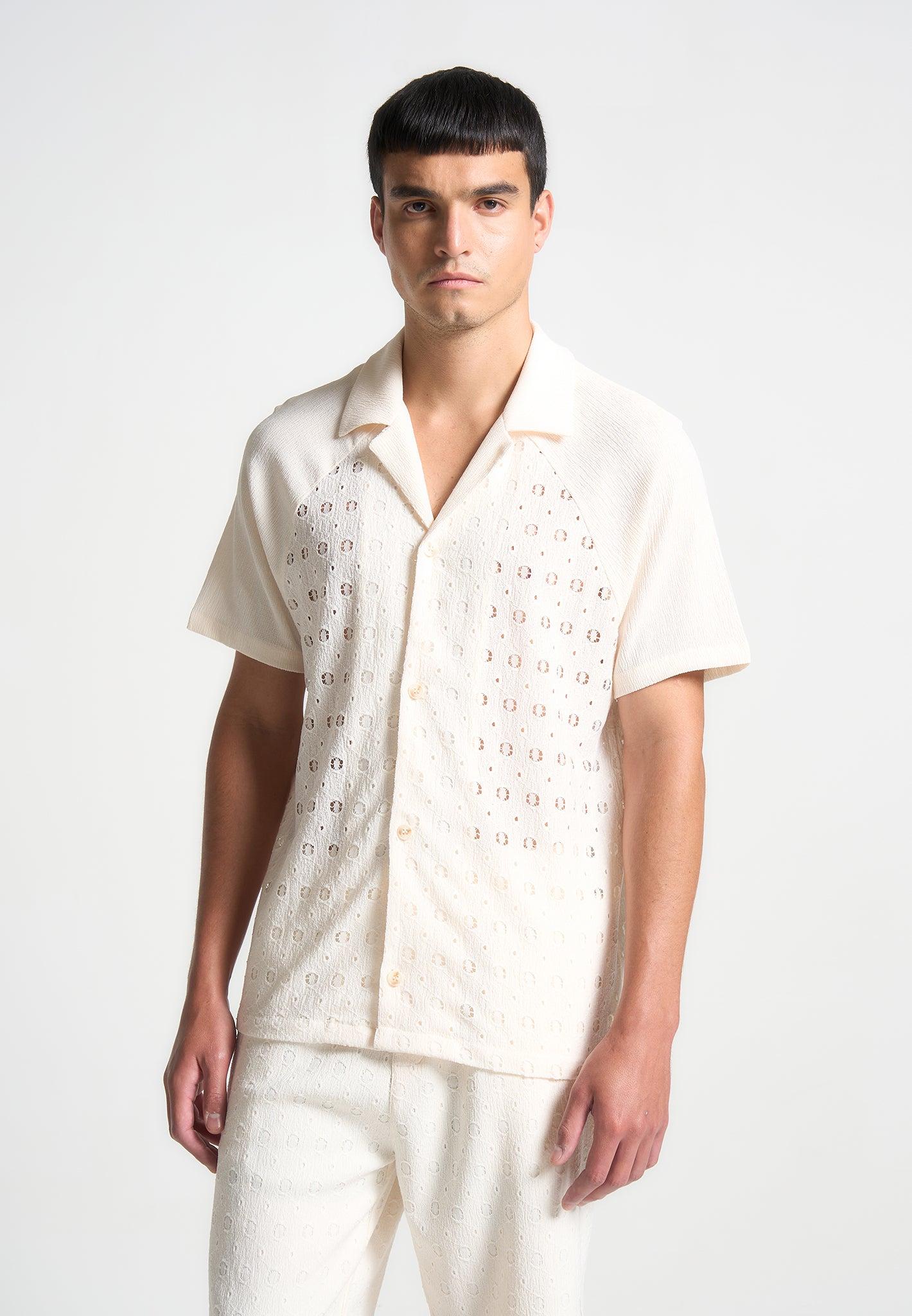 Textured Raglan Shirt - Cream Male Product Image