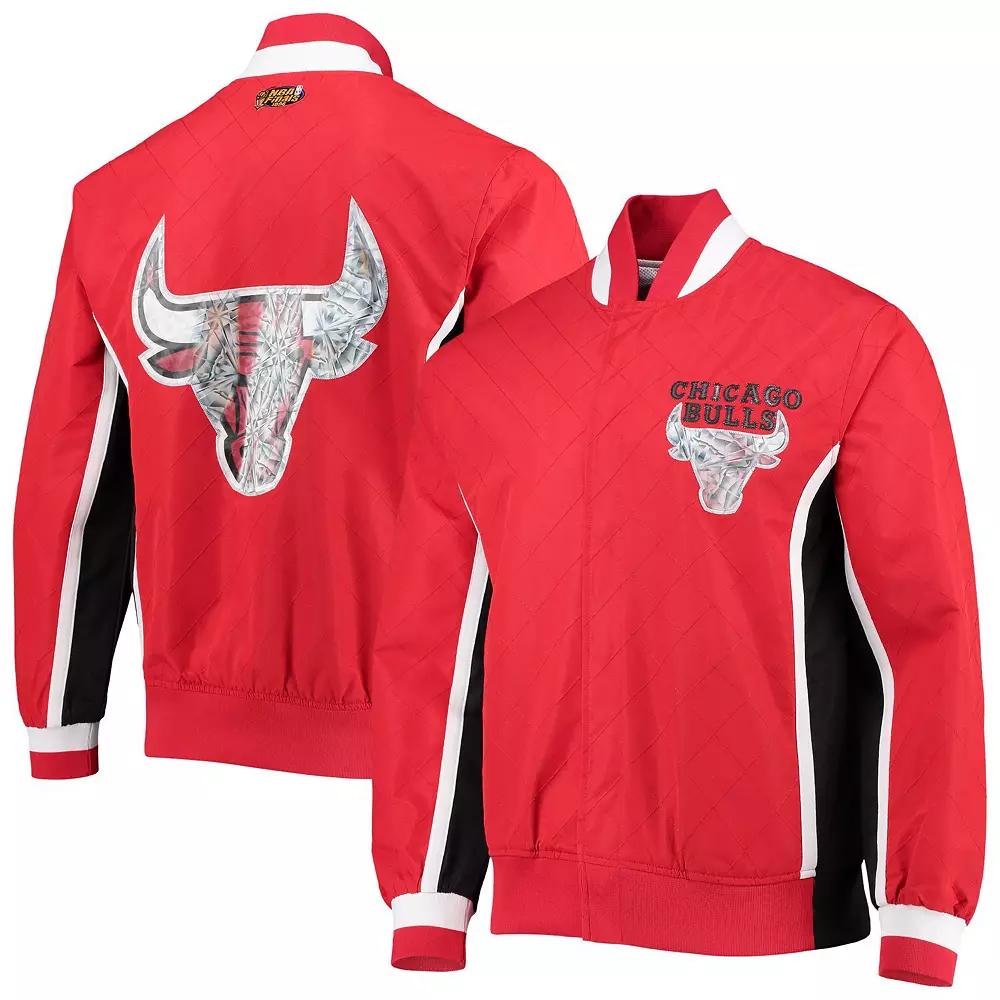 Men's Chicago Bulls Red Mitchell & Ness Hardwood Classics 75th Anniversary Authentic Warmup Full-Snap Jacket,  Product Image