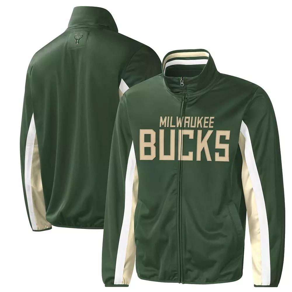 Men's G-III Sports by Carl Banks Hunter Green Milwaukee Bucks Contender Wordmark Full-Zip Track Jacket, Size: Medium, Team Product Image