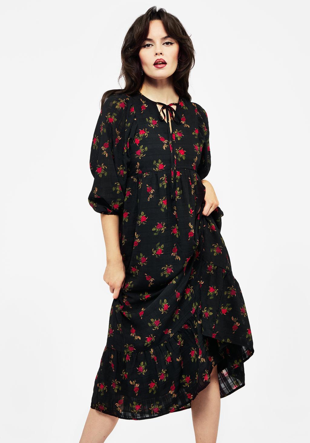 Darcey Floral Print Chiffon Midaxi Dress Product Image