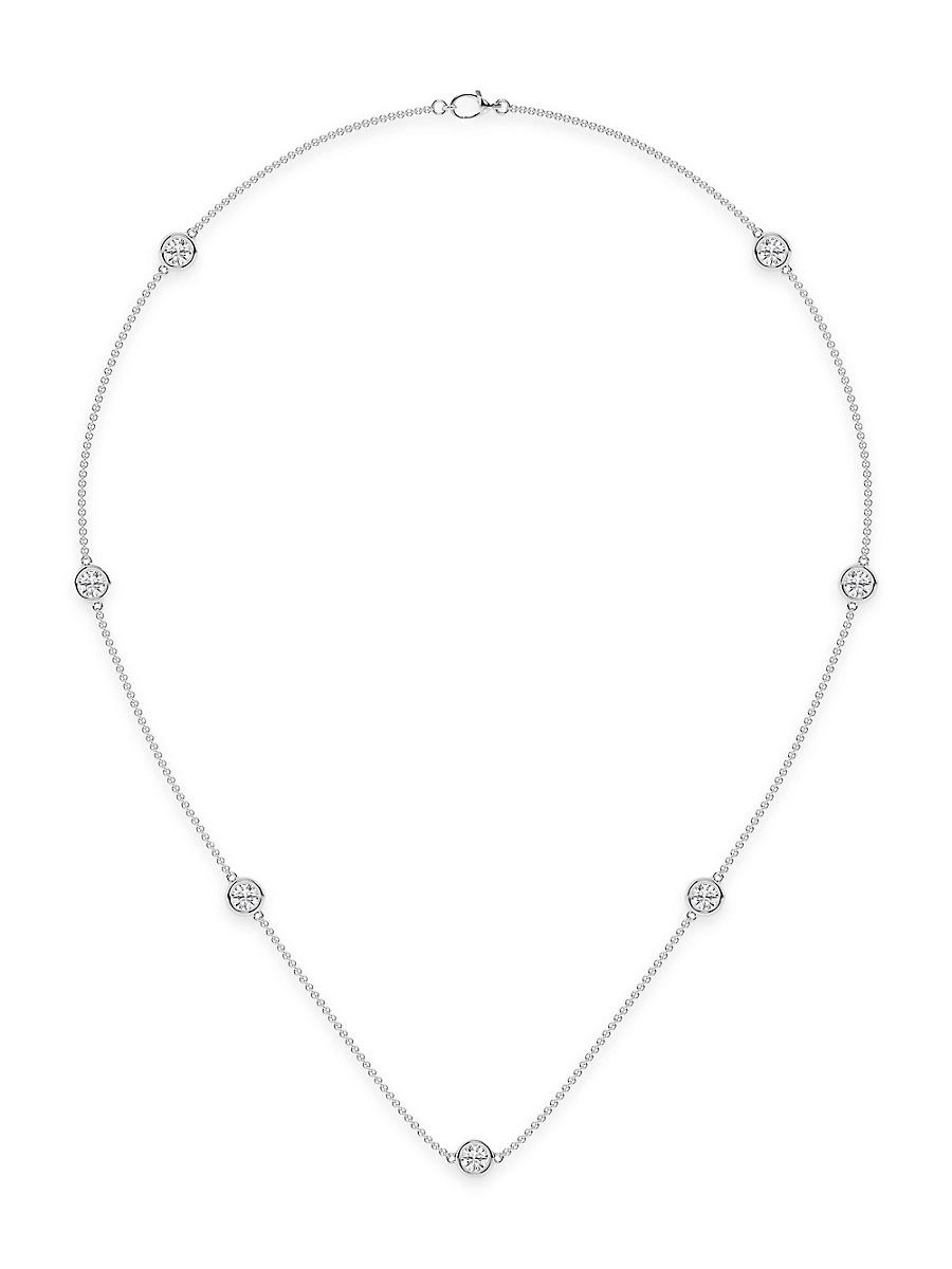 Womens 14K White Gold & Lab-Grown 7-Diamond Station Necklace/0.70-2.10 TCW Product Image
