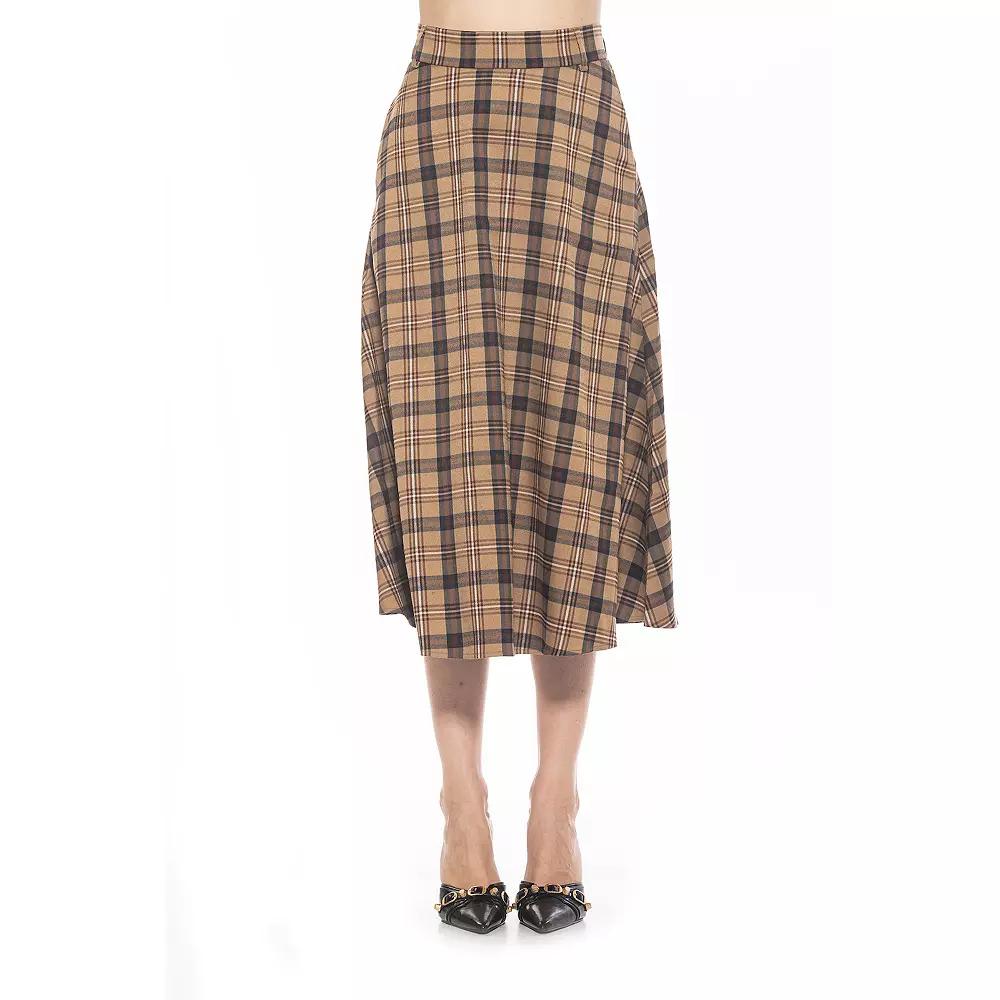 Women's ALEXIA ADMOR Twill Maxi Skirt, Size: 8, Red Plaid Product Image