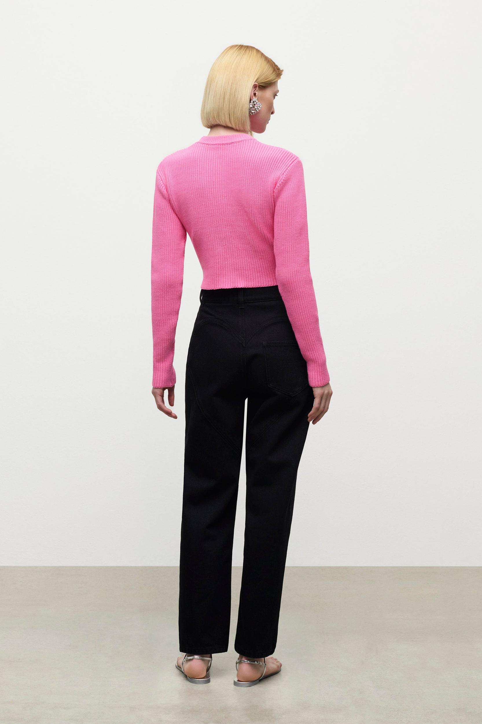 Crystal Crochet Flower Cropped Sweater Product Image