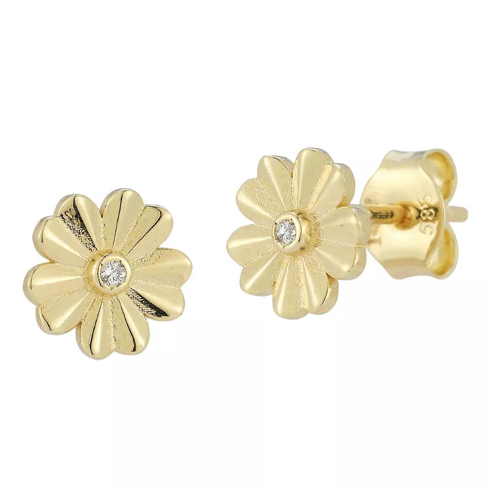 LUMINOR GOLD 14k Gold Diamond Accent Flower Stud Earrings, Women's Product Image