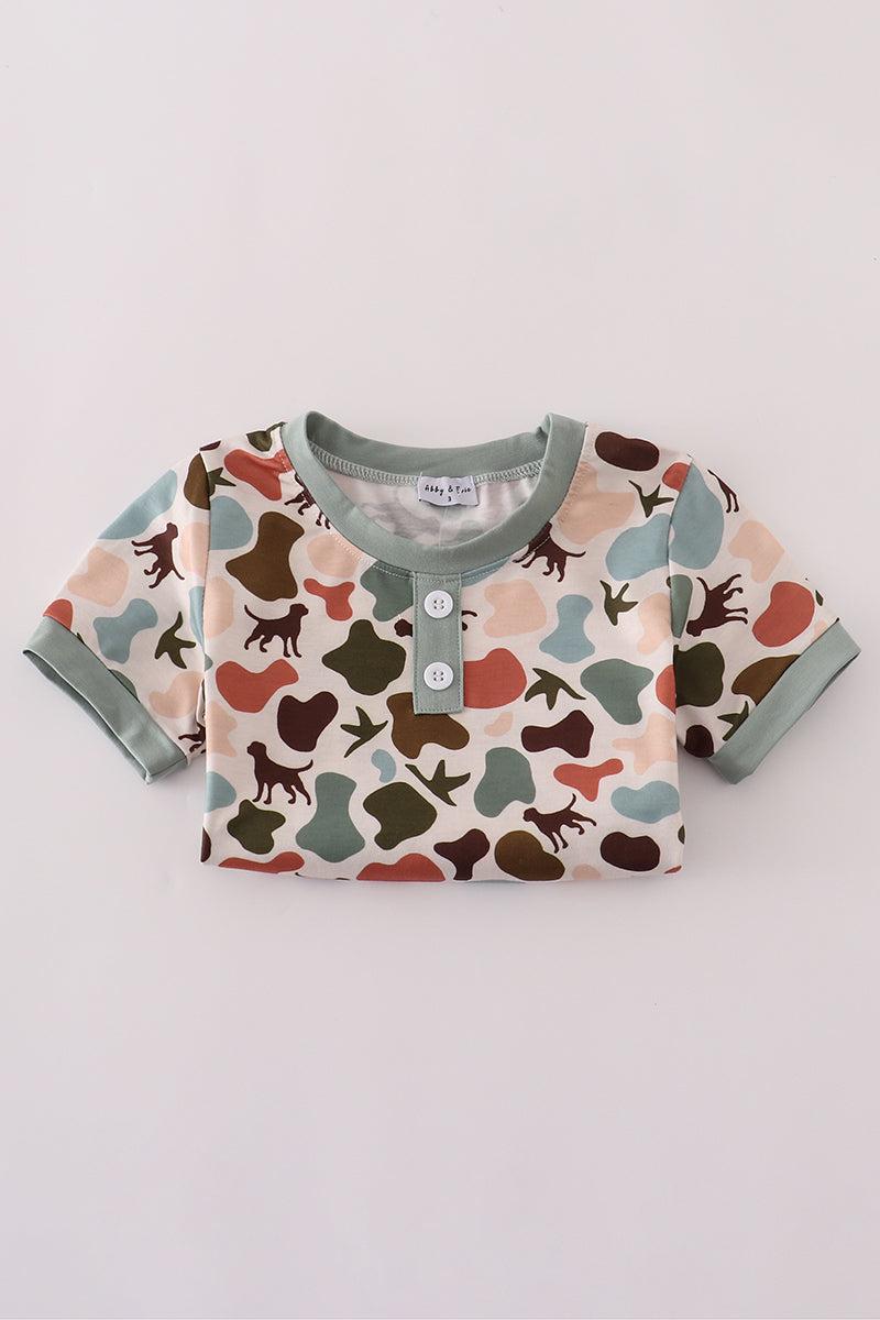 Green hunting print pants set Product Image