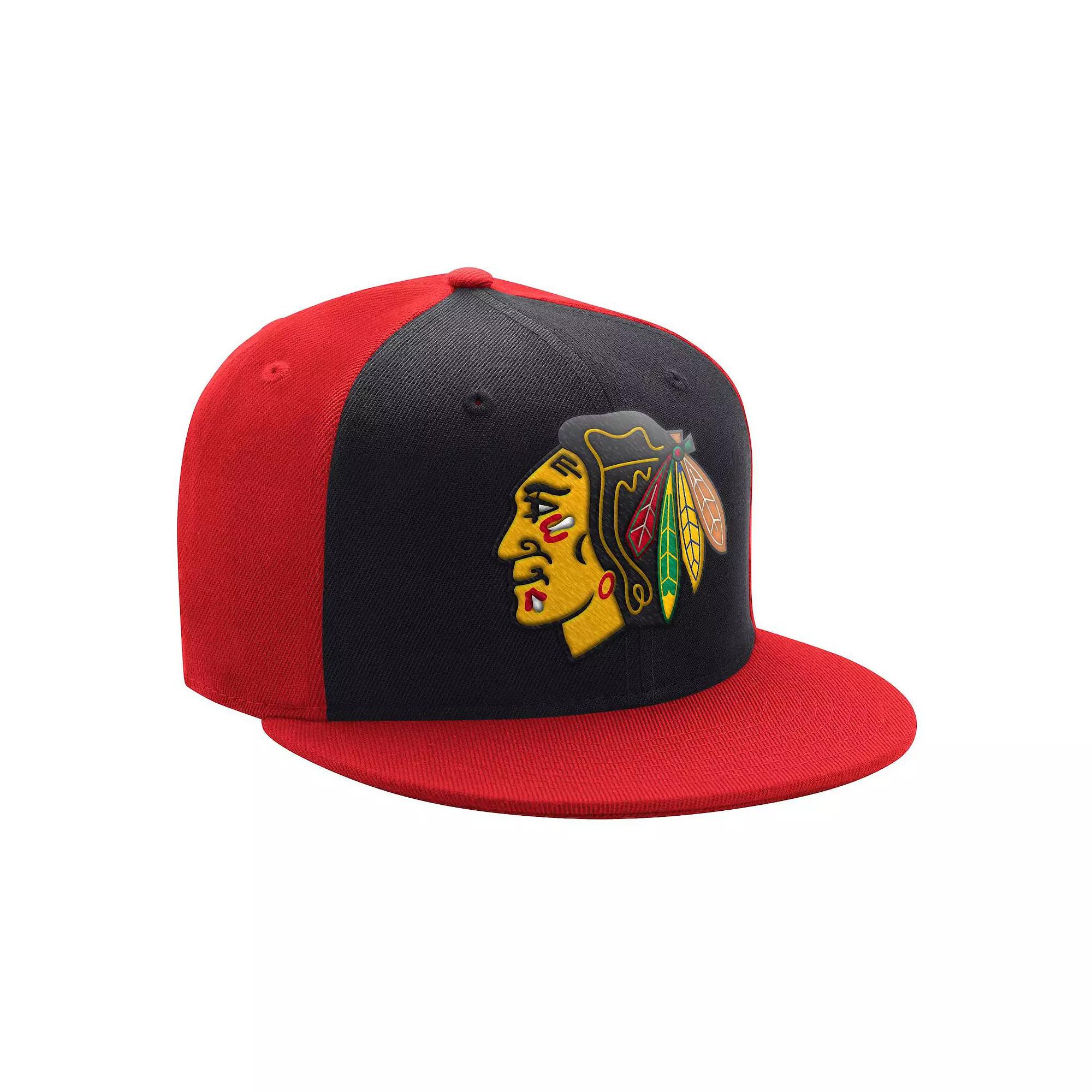 Men's Starter Black/Red Chicago Blackhawks Logo Two-Tone Snapback Hat Product Image