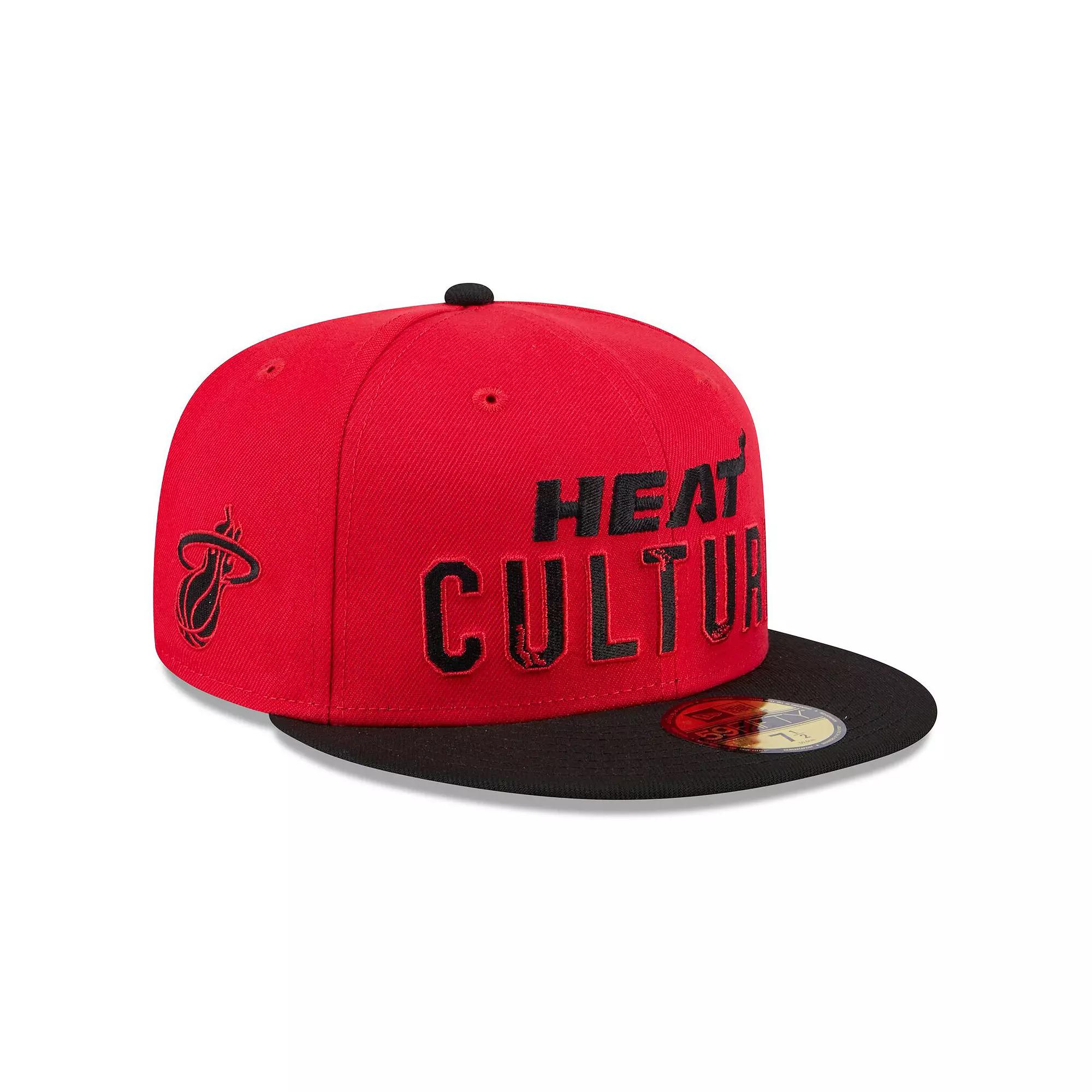 Men's New Era  Red Miami Heat 2024/25 City Edition 59FIFTY Fitted Hat, Size: 7 1/4 Product Image