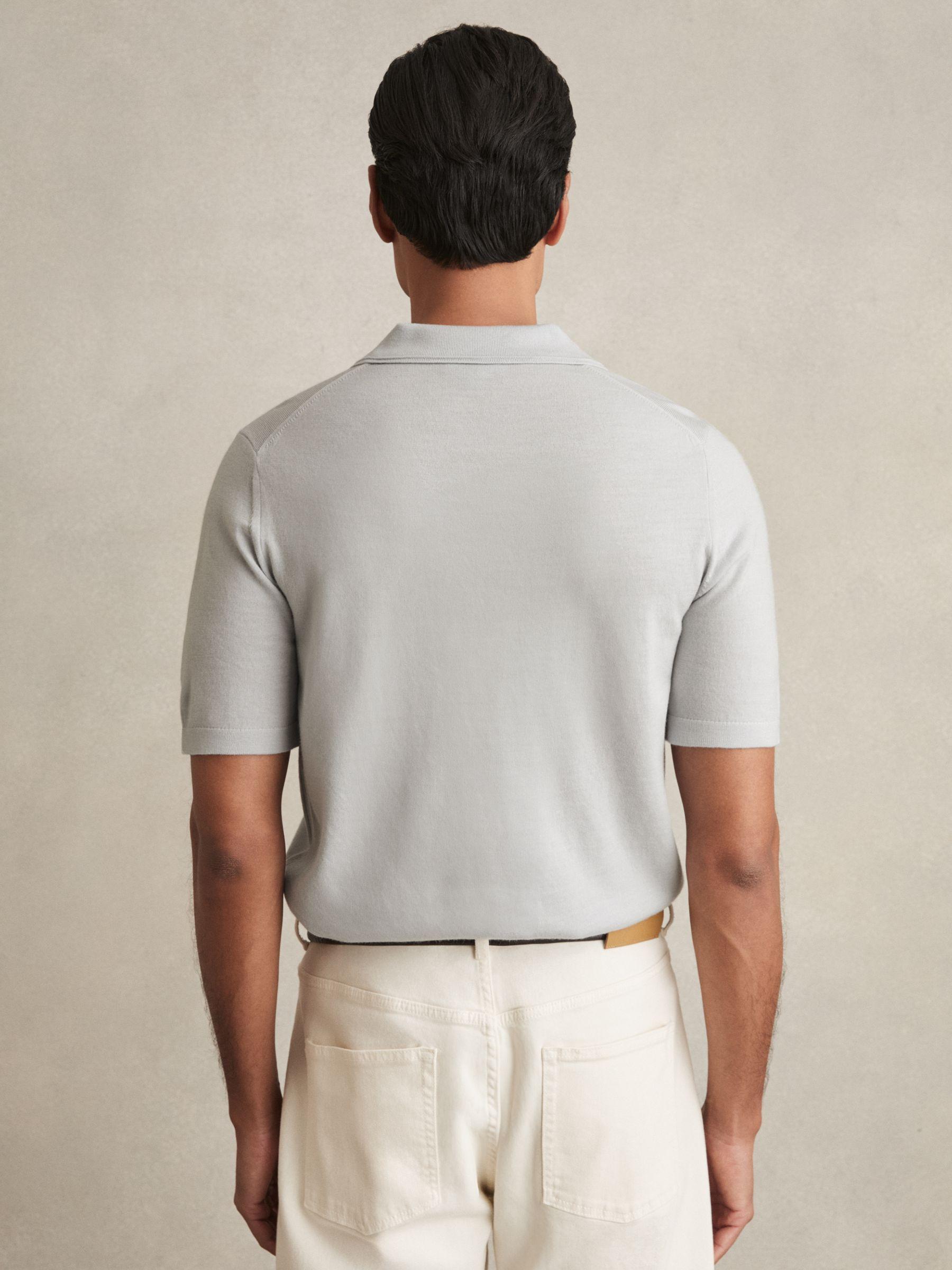 Merino Wool Short-Sleeve Polo Shirt in Iced Blue Product Image