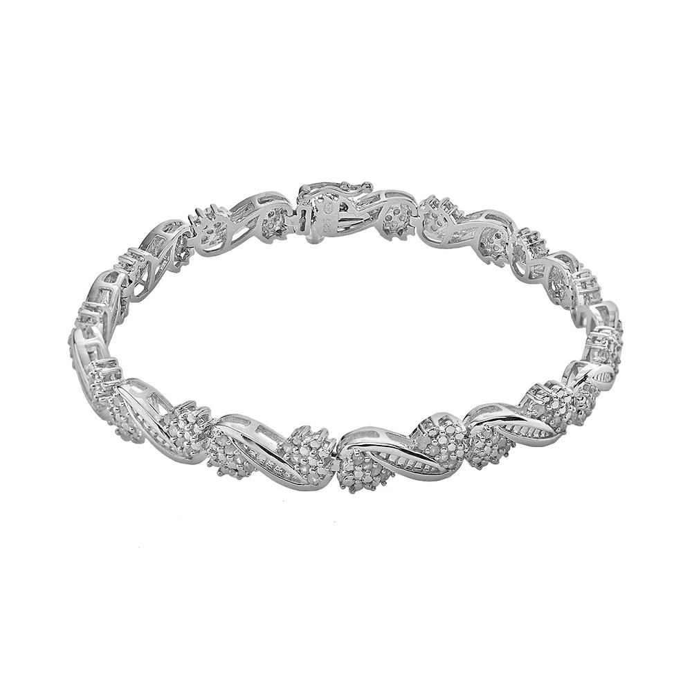 Classic Treasures Sterling Silver 1-ct. T.W. Diamond Swirl Bracelet, Women's,  Product Image