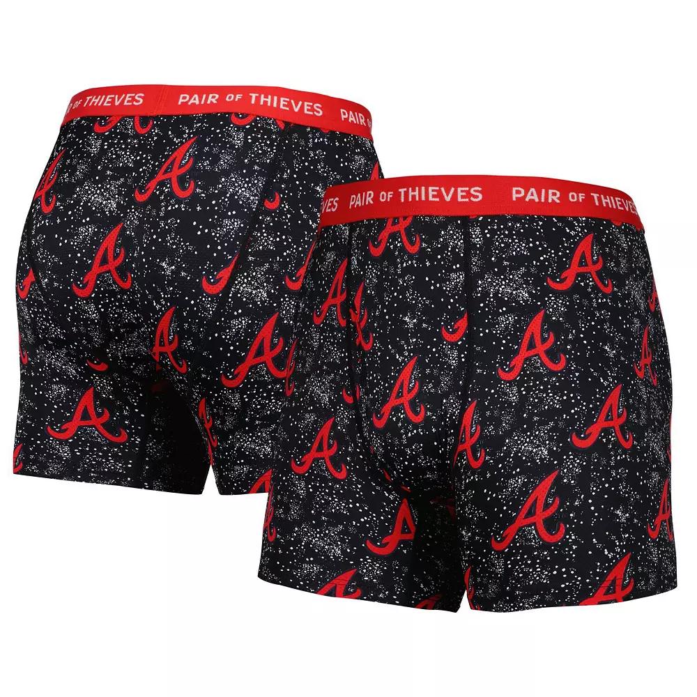 Men's Pair of Thieves Gray/Black Atlanta Braves Super Fit 2-Pack Boxer Briefs Set, Size: XL, Grey Product Image