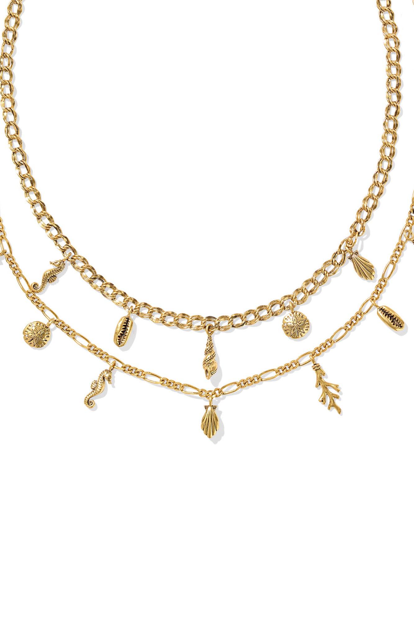 Alexa Vintage Gold Multi Strand Necklace White Crystal Product Image