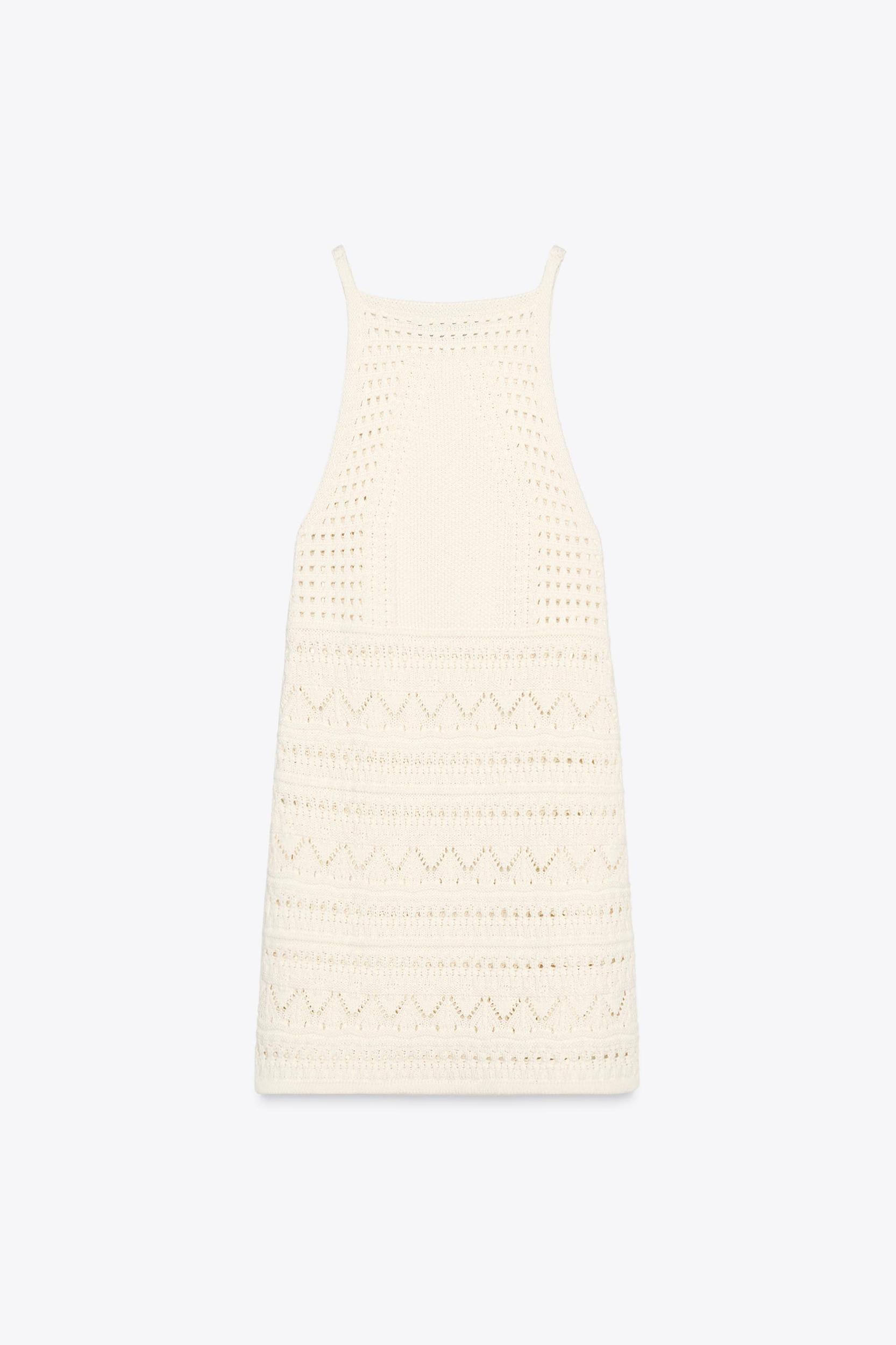 HALTER CROCHET KNIT MINI DRESS Product Image
