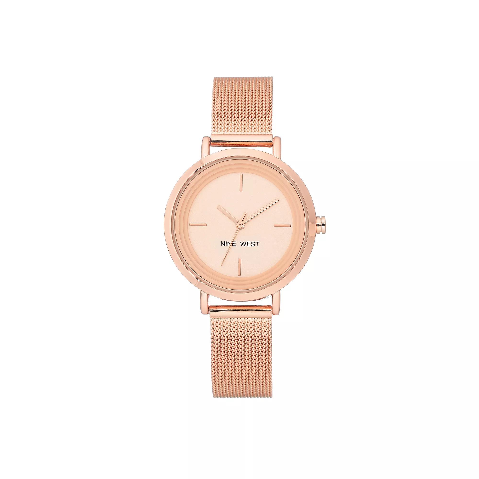 Nine West Women's Rose Gold Tone Mesh Bracelet Watch,  Product Image