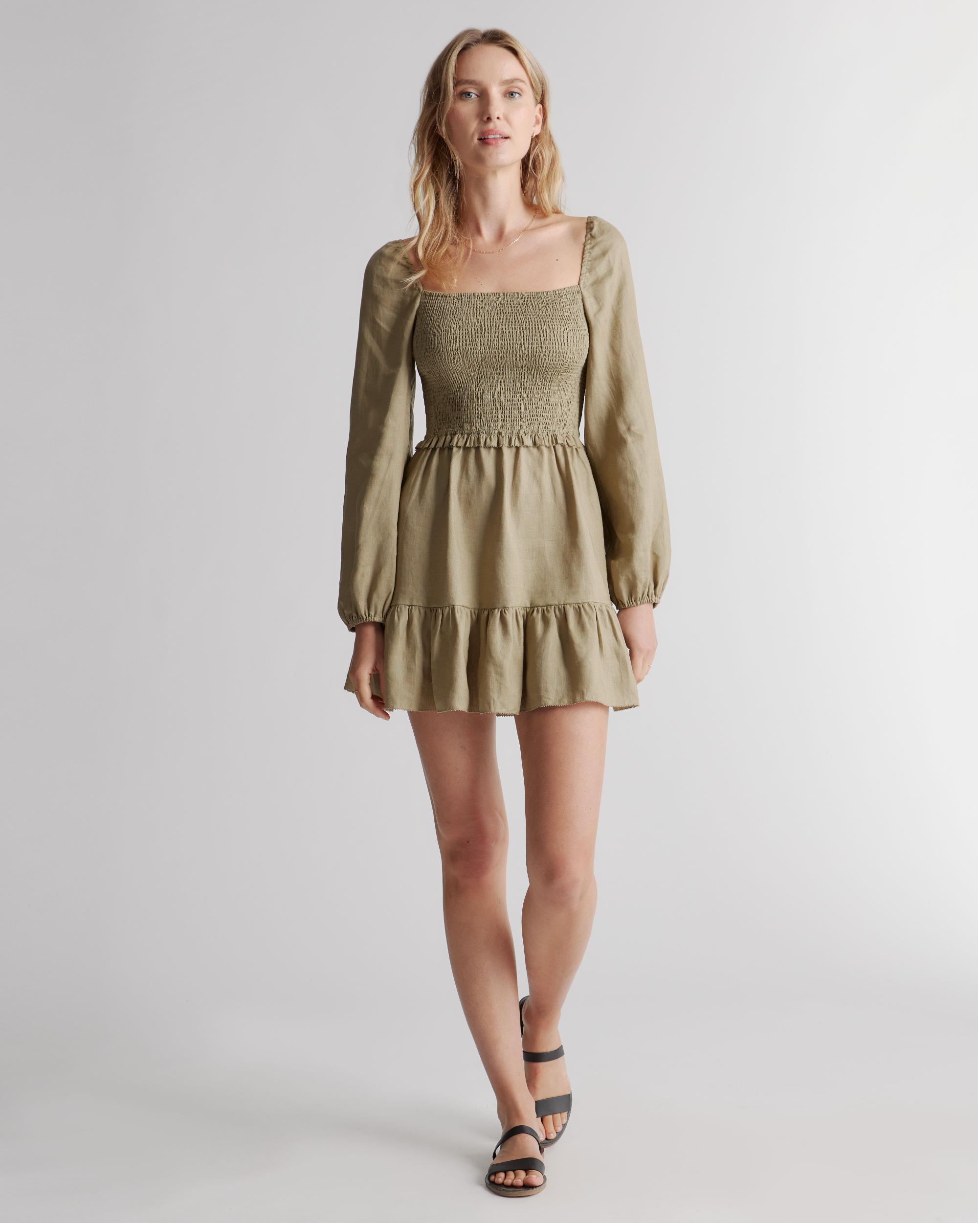 Quince | Women's 100% European Linen Smocked Mini Dress Size XS Product Image