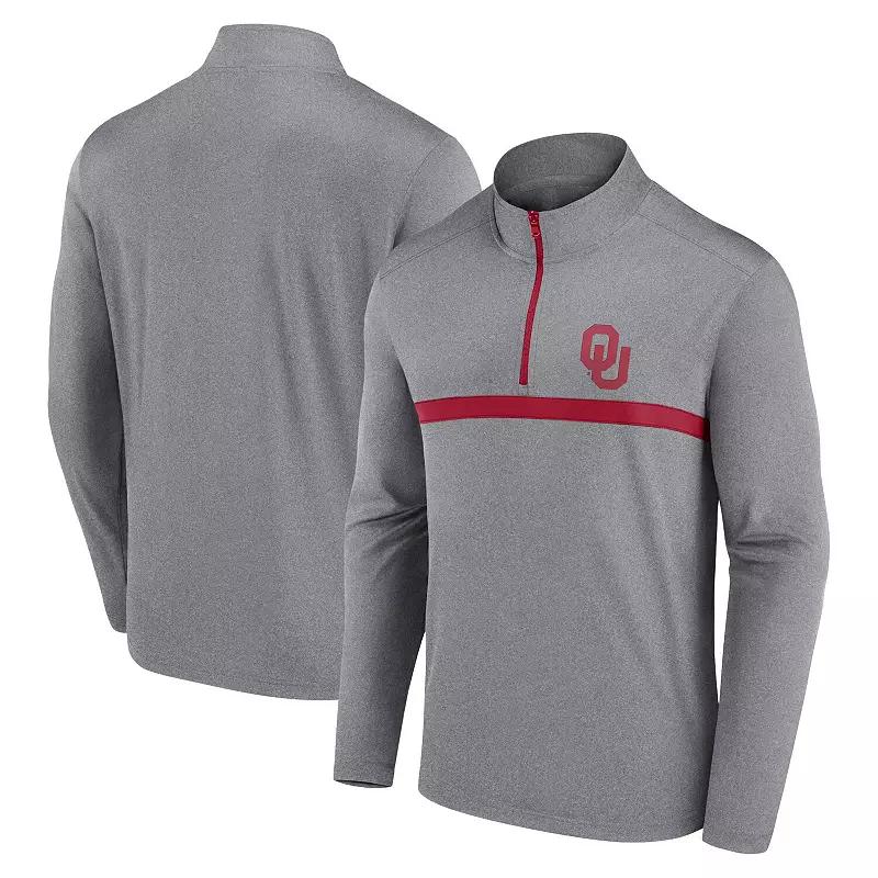 Men's Heather Gray Oklahoma Sooners Head-to-Head Quarter-Zip Pullover,  Product Image
