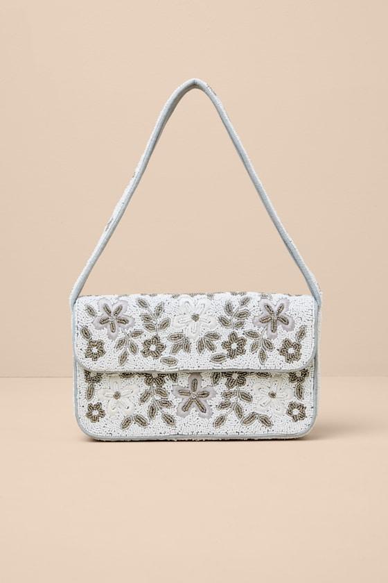 Bold Accent White Multi Beaded Shoulder Bag Product Image