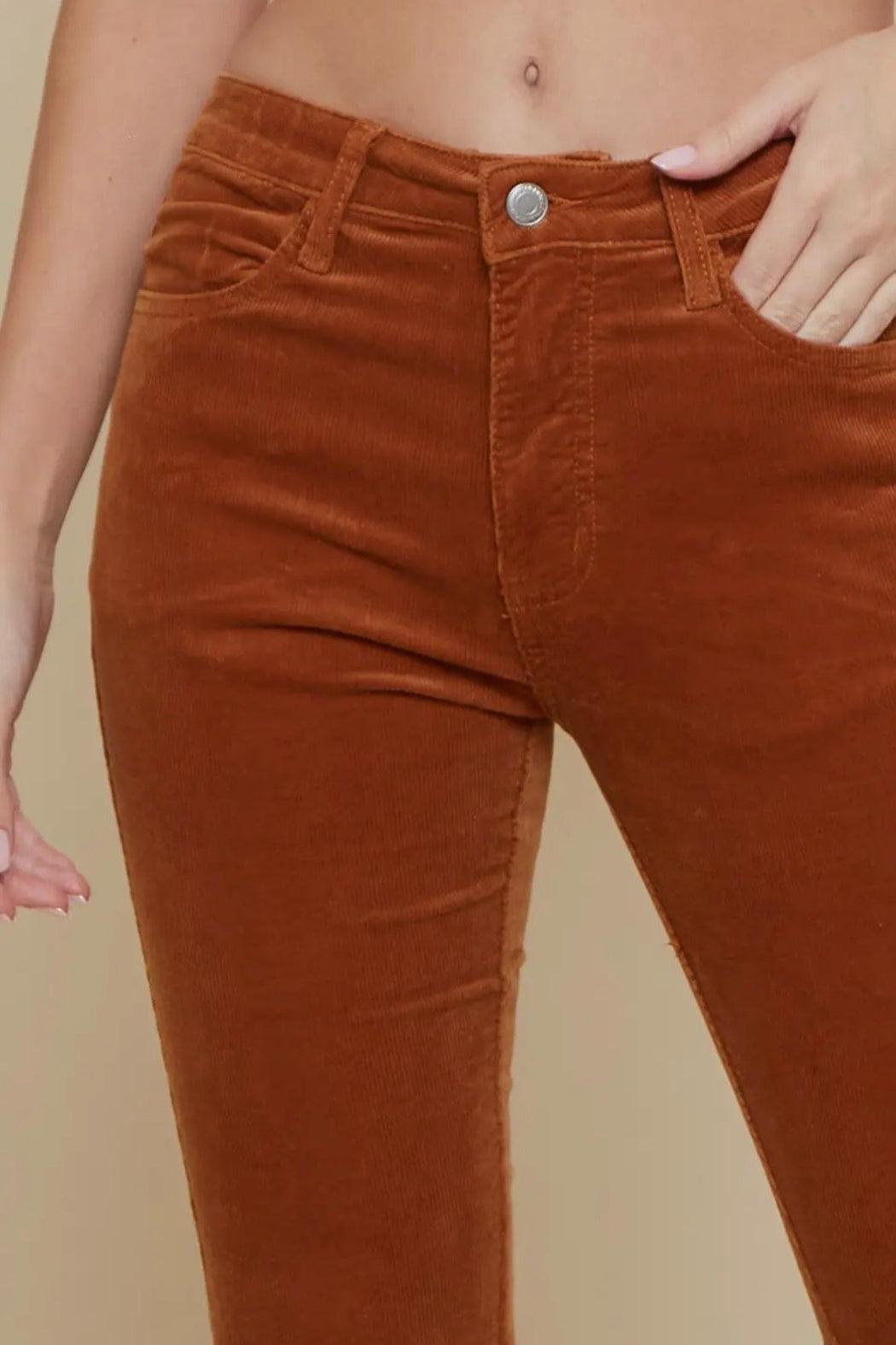 Plus Size Cream Corduroy Bell Bottom Pants Product Image