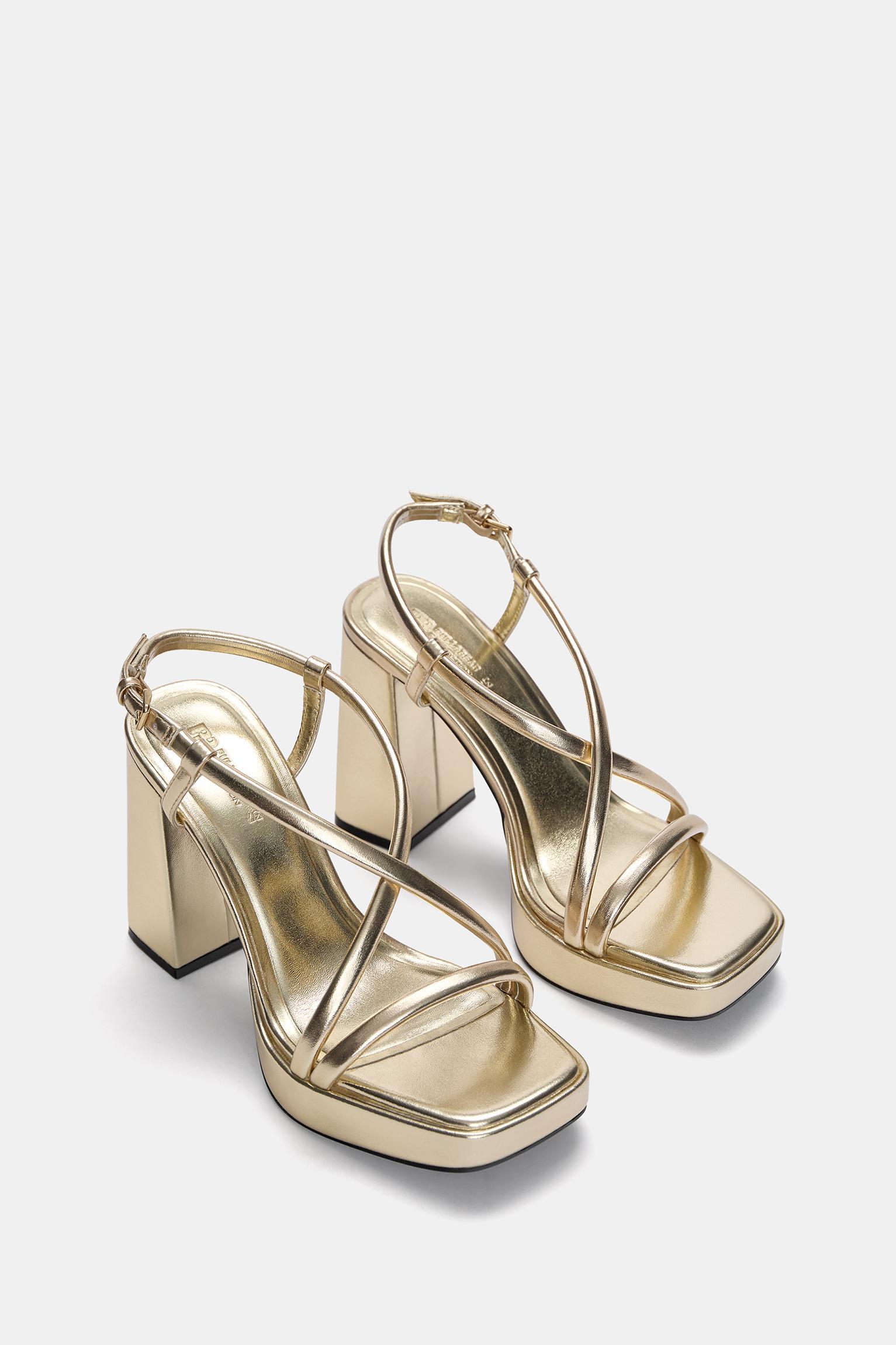Golden chunky sole sandals Product Image