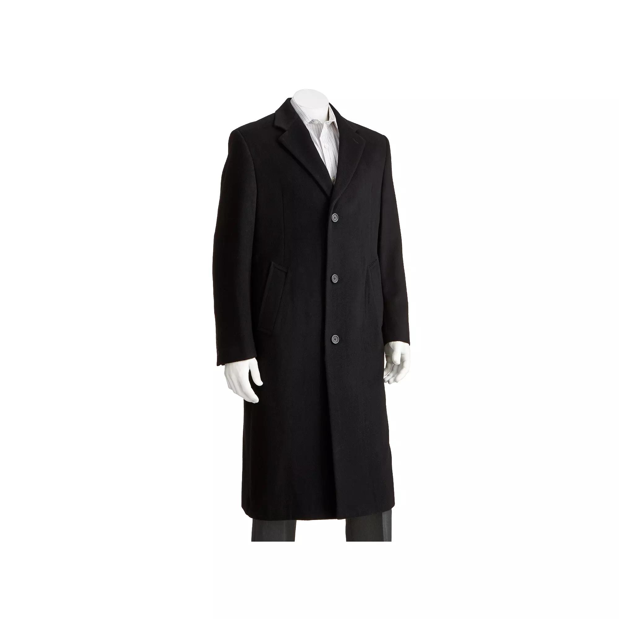 Men's Jean-Paul Germain Classic-Fit Sander 45-inch Wool-Blend Topcoat, Size: 46 - Regular, Black Product Image