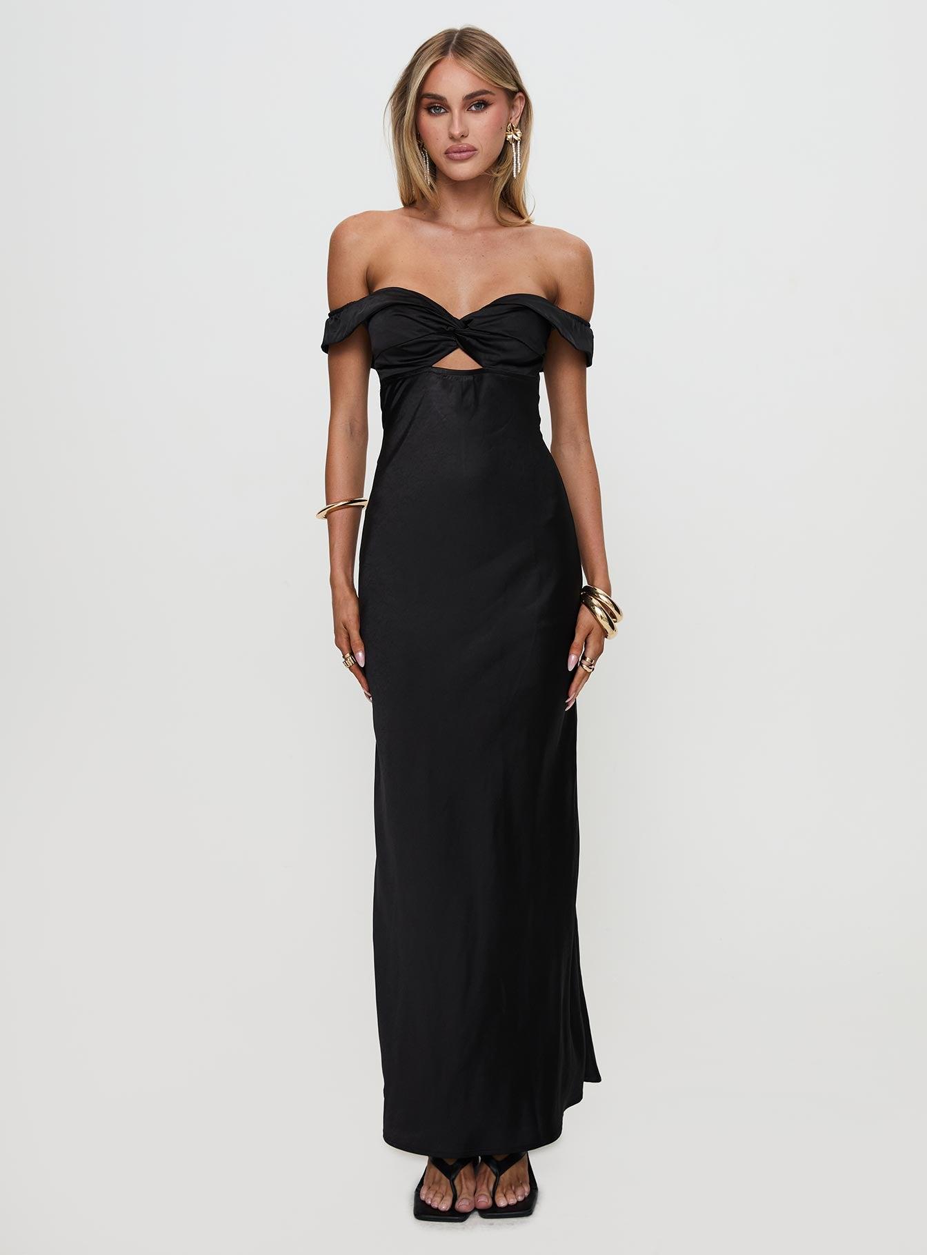 Rava Off The Shoulder Maxi Dress Black Product Image