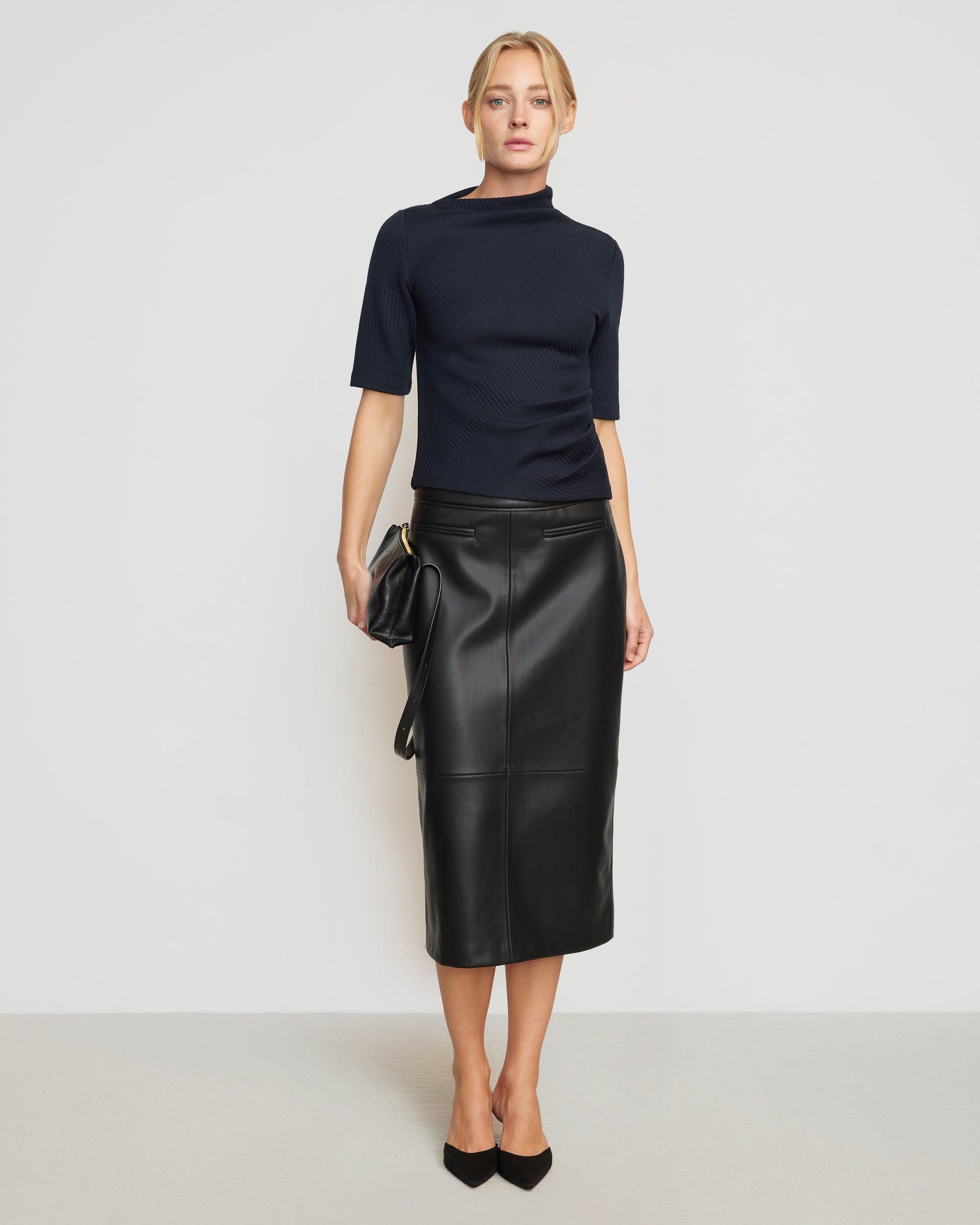 Briony Back Split-Hem Vegan Leather Skirt Product Image