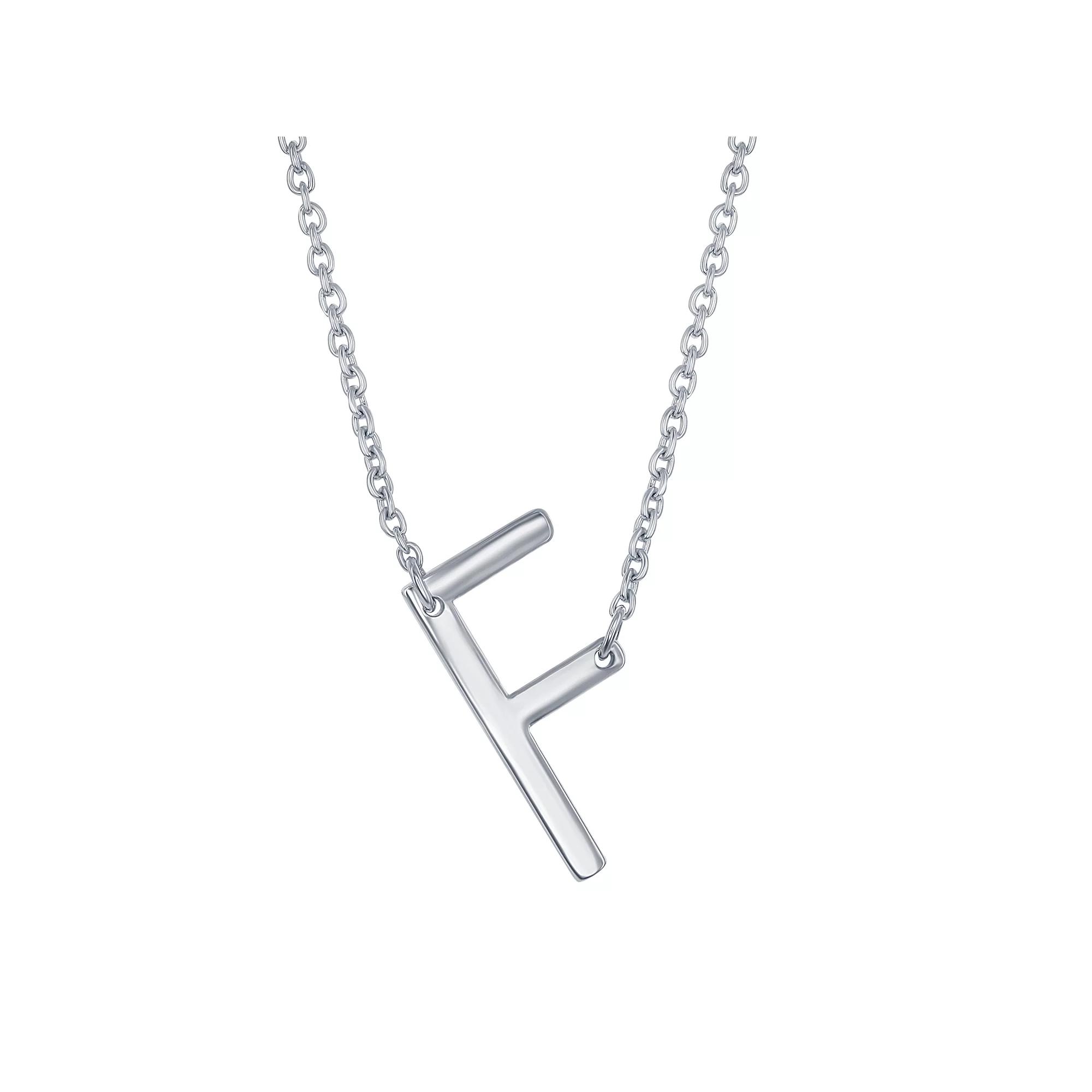 Sterling Silver Sideways Initial Necklace, Womens Sterling B Product Image