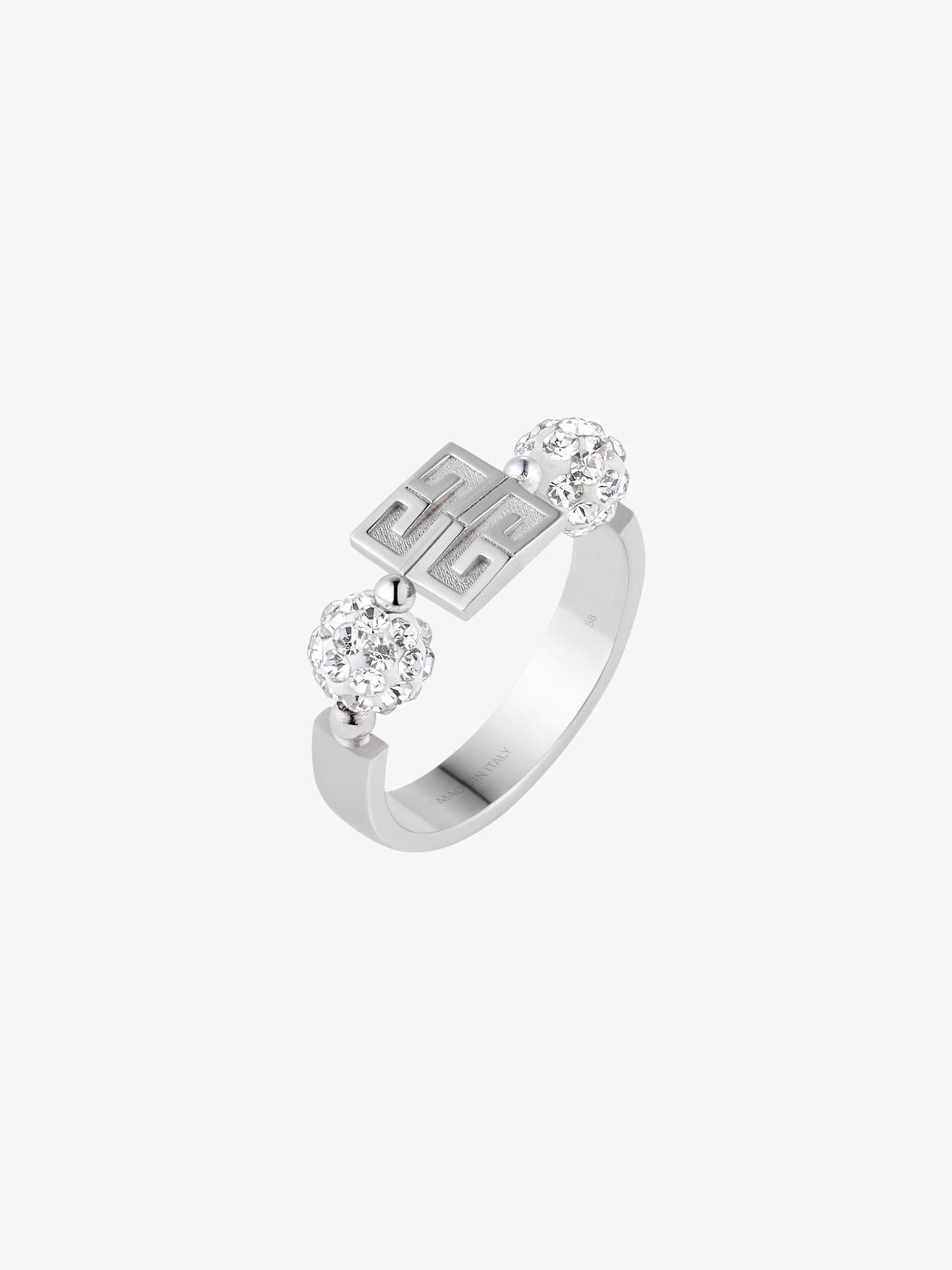 4G ring in metal with crystals Product Image