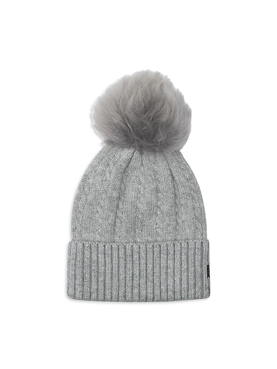 Womens Knit Hat with Toscana Lamb Pompom Product Image