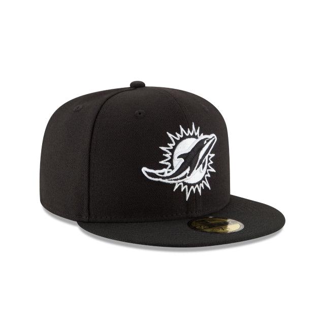 Miami Dolphins Black & White 59FIFTY Fitted Hat Male Product Image