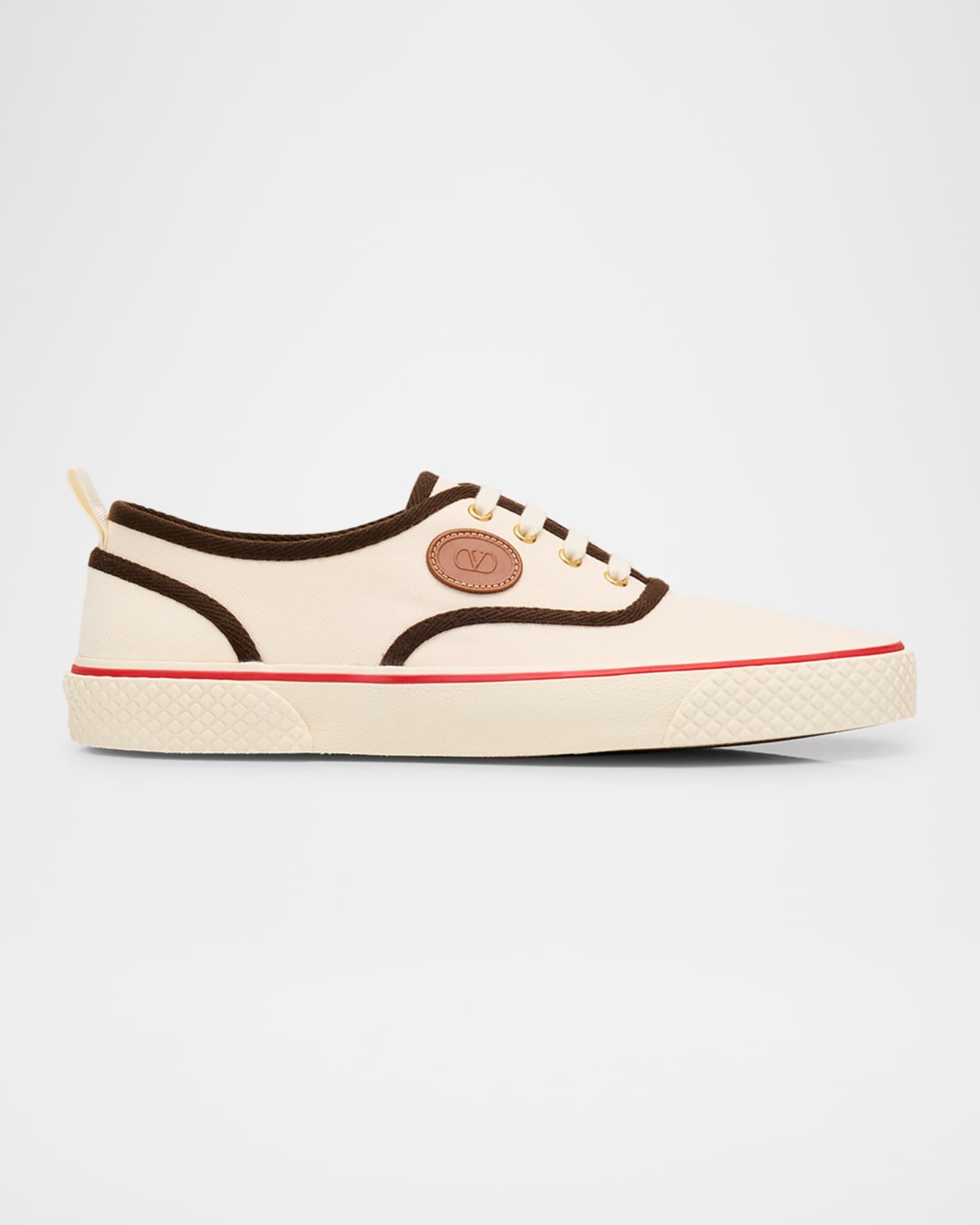 Men's Nojoke Canvas Leather VLogo Low-Top Sneakers Product Image