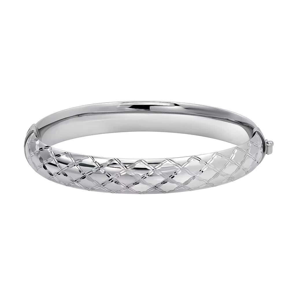 Argento Forte Sterling Silver Hi-Polish Diamond-Cut Hinged Bangle Bracelet, Women's Product Image