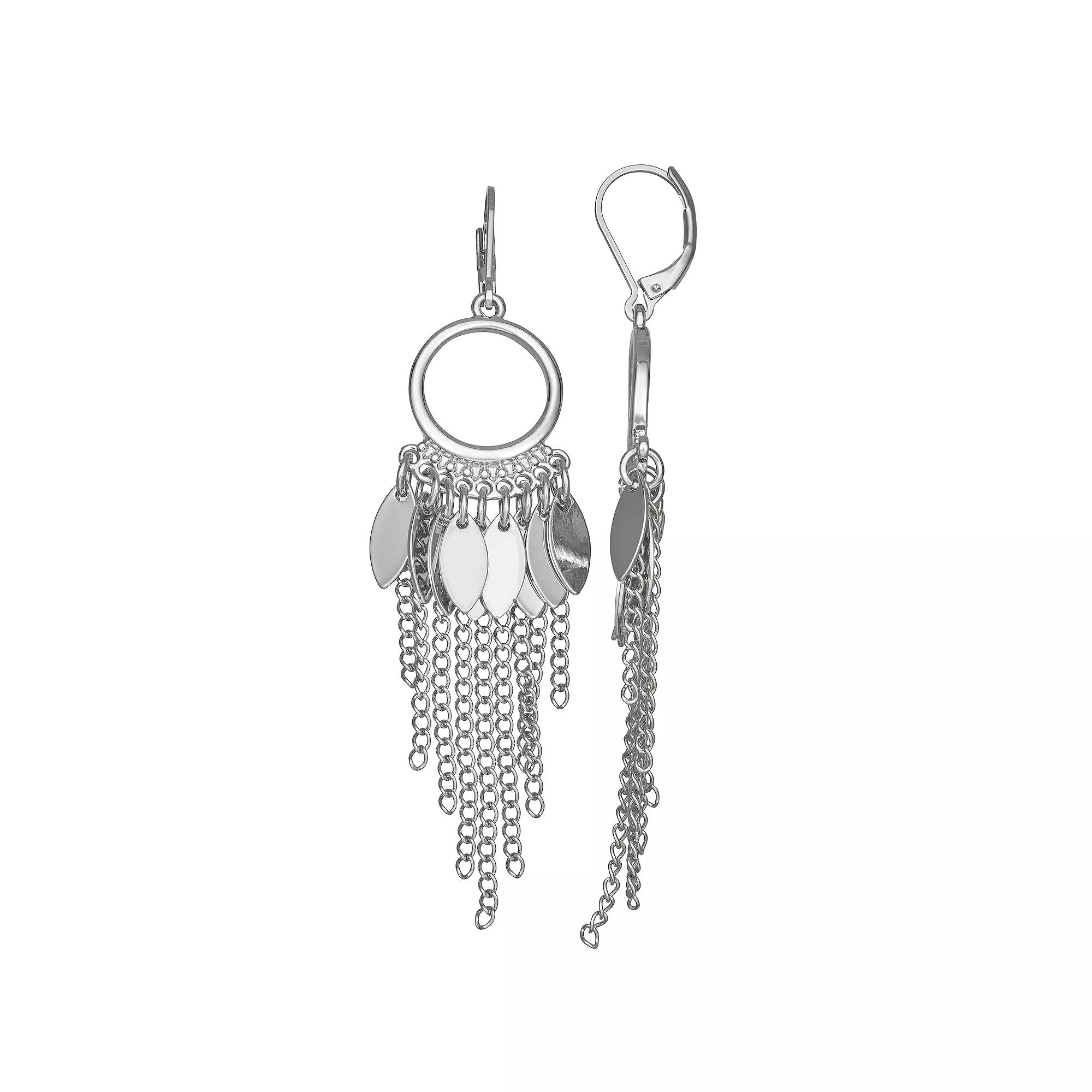 Simply Vera Vera Wang Silver Tone Chain Drop Earrings, Women's Product Image