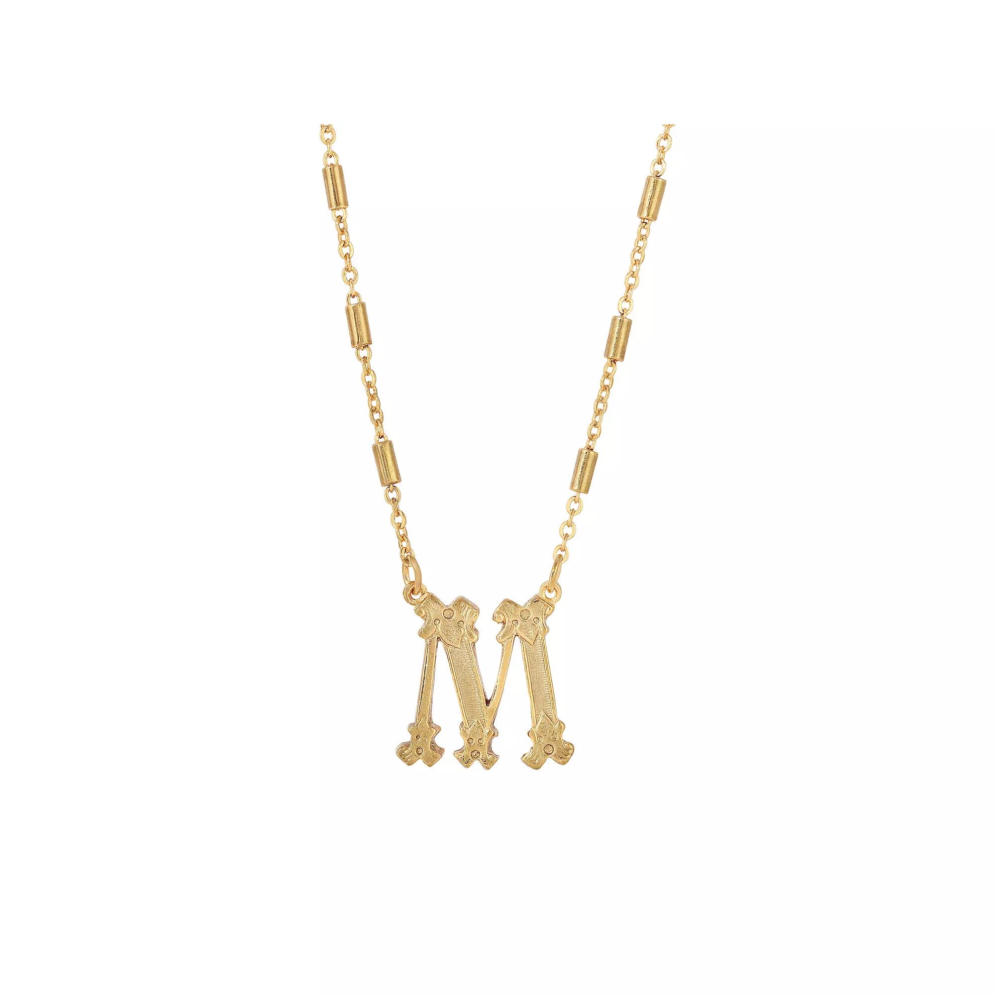1928 Gold Tone Initial Necklace, Womens, Yellow W Product Image
