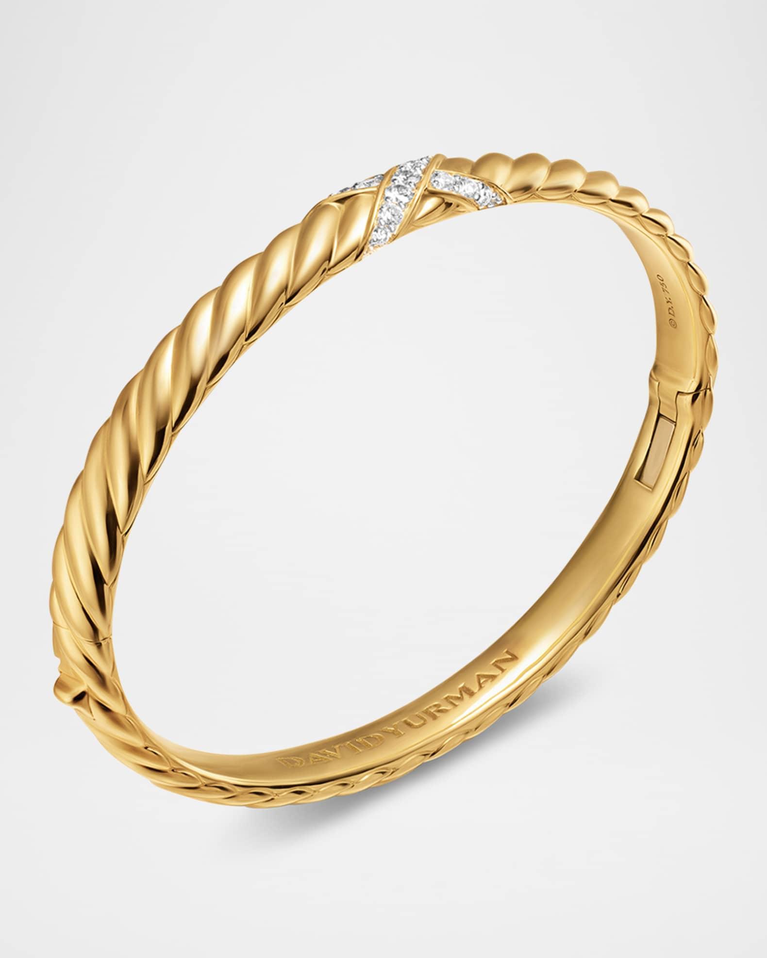 Sculpted Cable X Center Station Bracelet with Diamonds in 18K Gold, 6mm Product Image