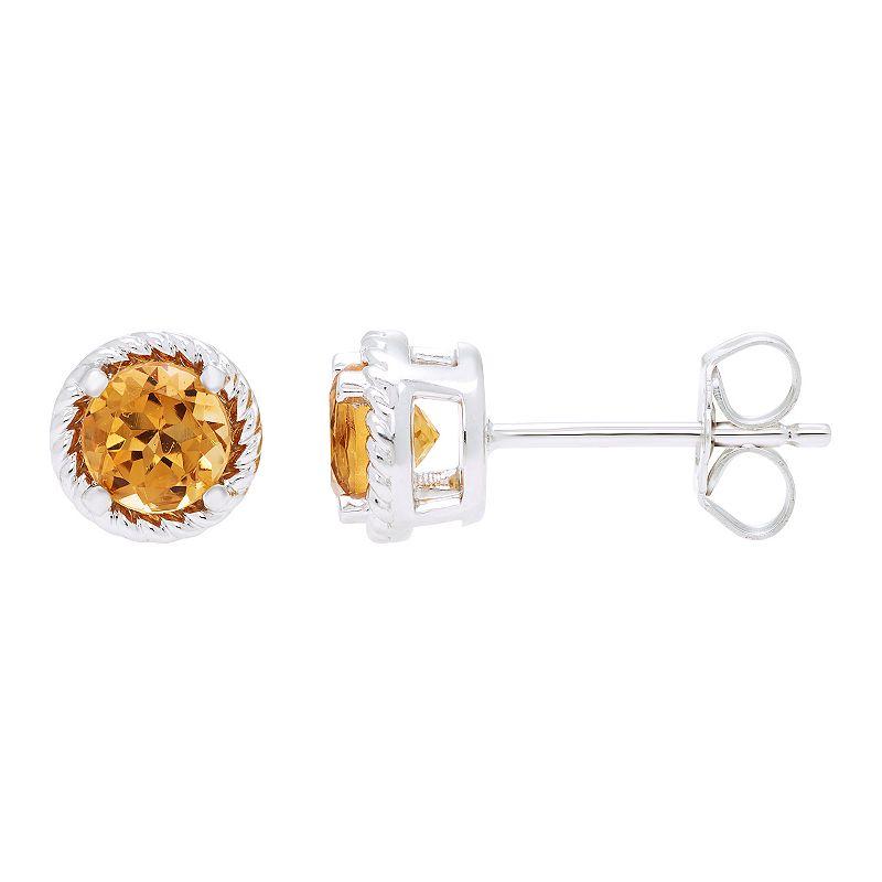 Boston Bay Diamonds Sterling Silver Genuine Citrine Rope Halo Stud Earrings, Women's Product Image