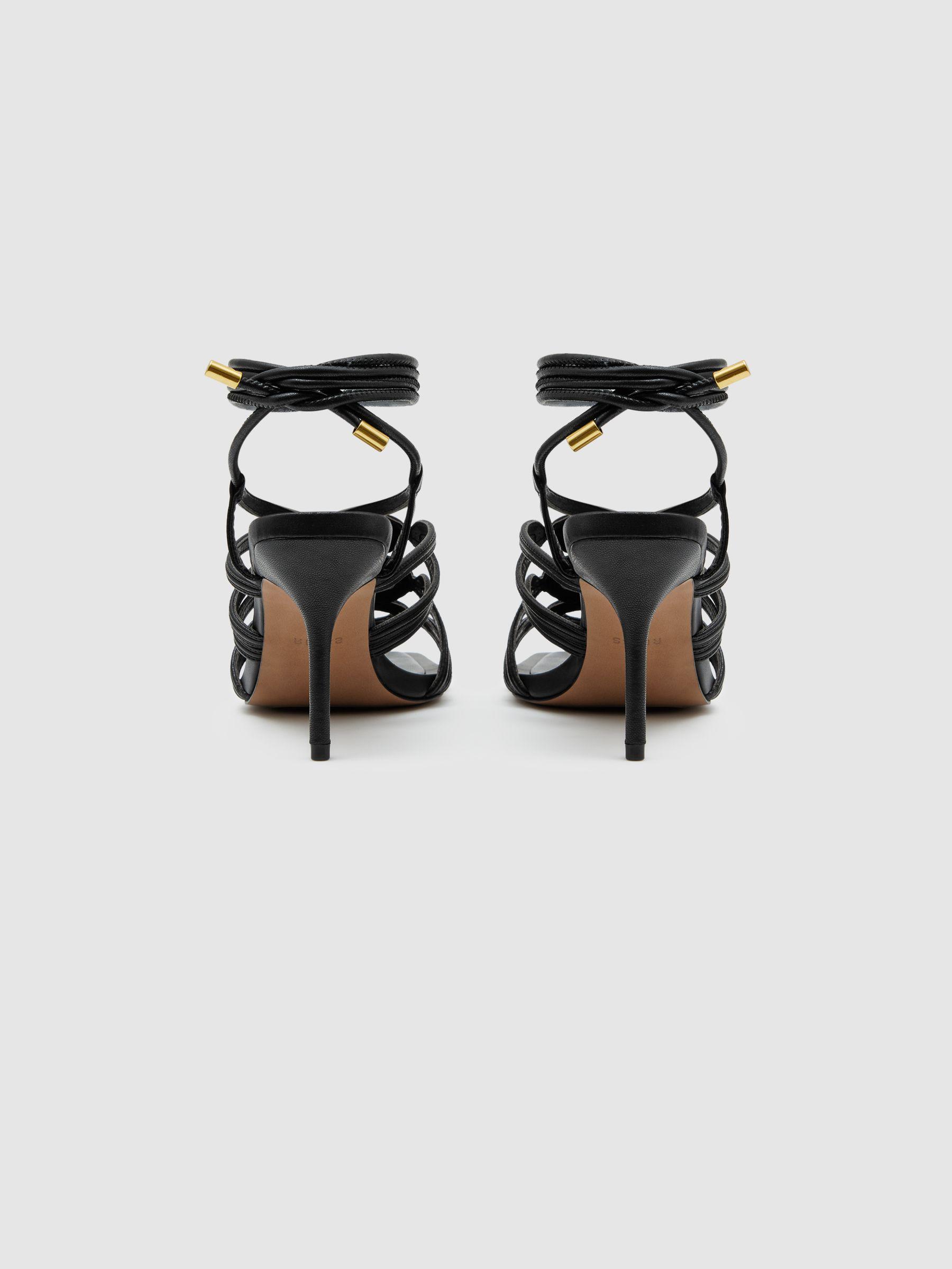 Strappy Open Toe Heeled Sandals in Black Product Image