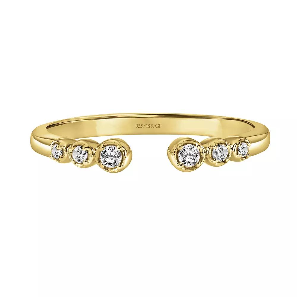 Love Always Sterling Silver 1/10 Carat T.W. Diamond Open Stackable Ring, Women's, Size: 8, 18k Gold Plated Product Image