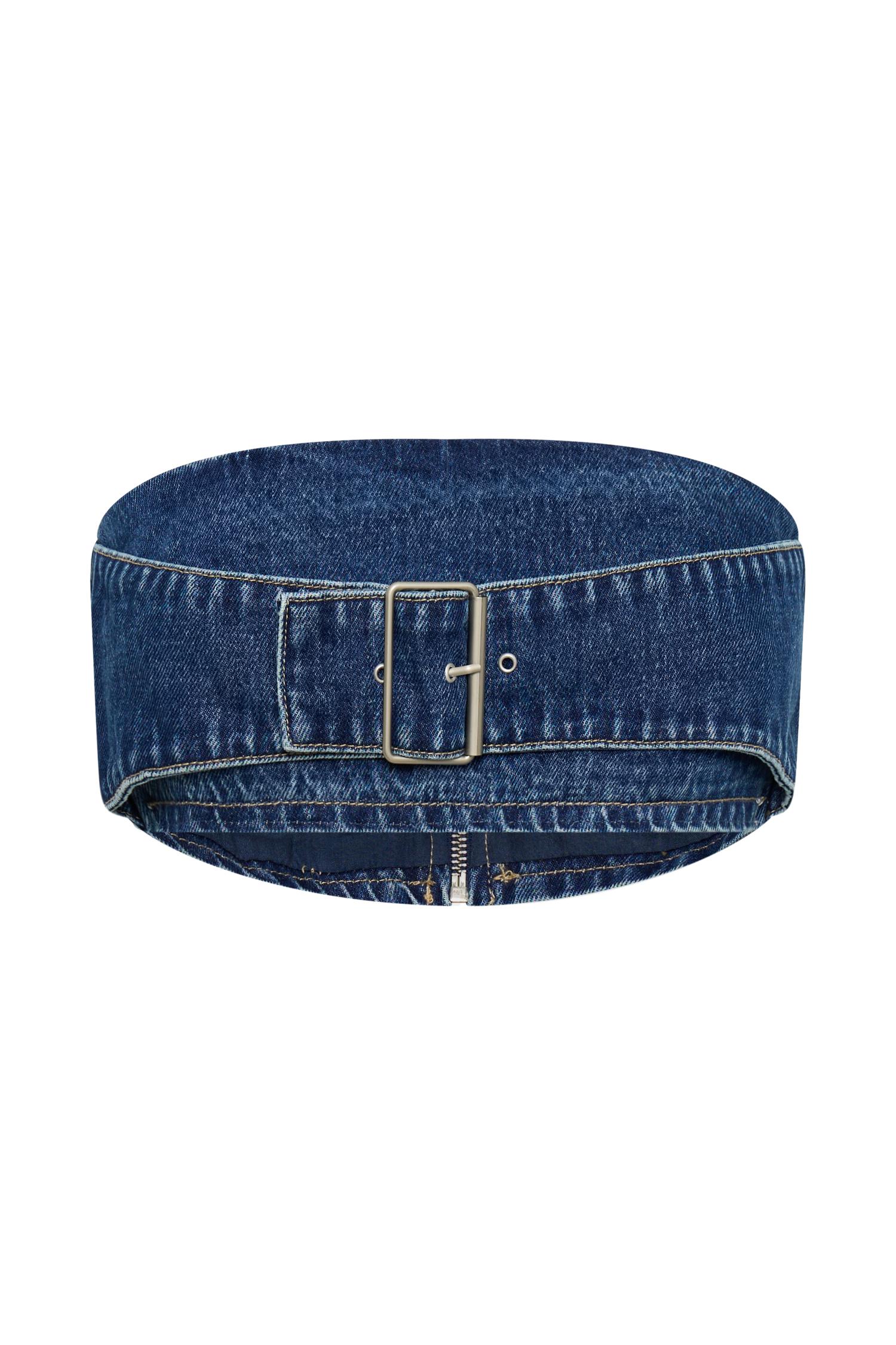 Rowena Denim Buckle Bandeau - Dark Blue Product Image